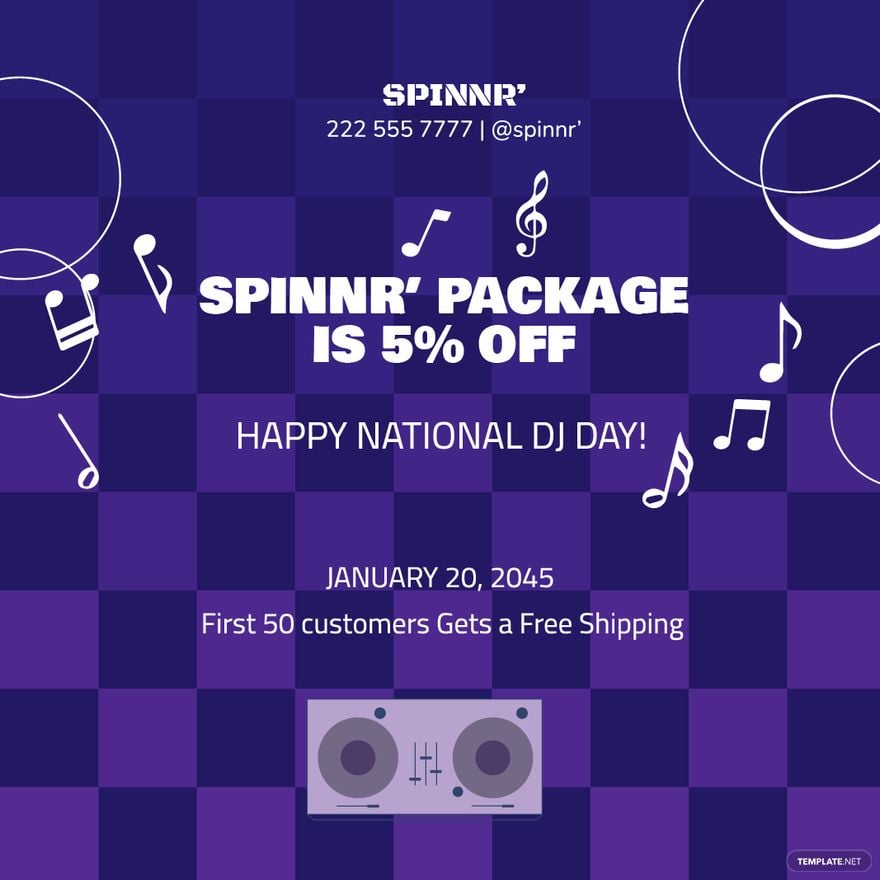 Free National DJ Day Flyer Vector