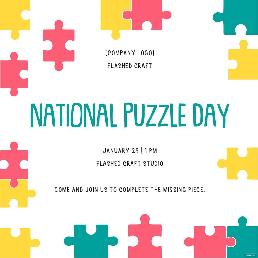 National Puzzle Day Flyer Vector