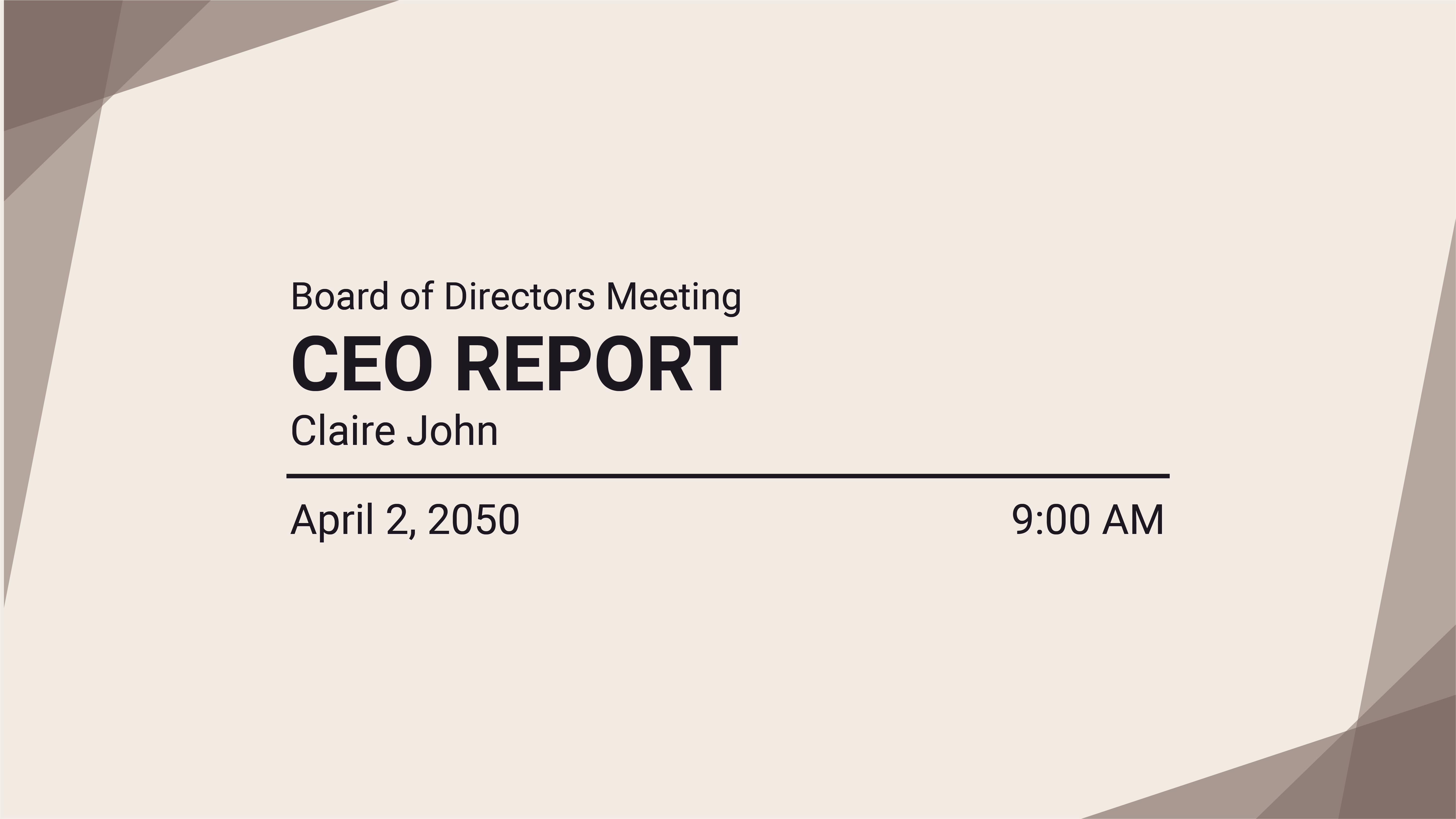 Free CEO Presentation Meeting Presentation Template to Edit Online