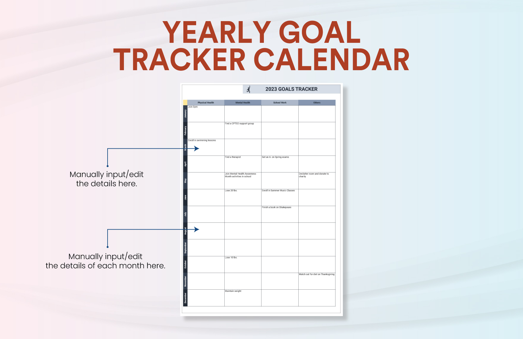 Yearly Goal Tracker Calendar