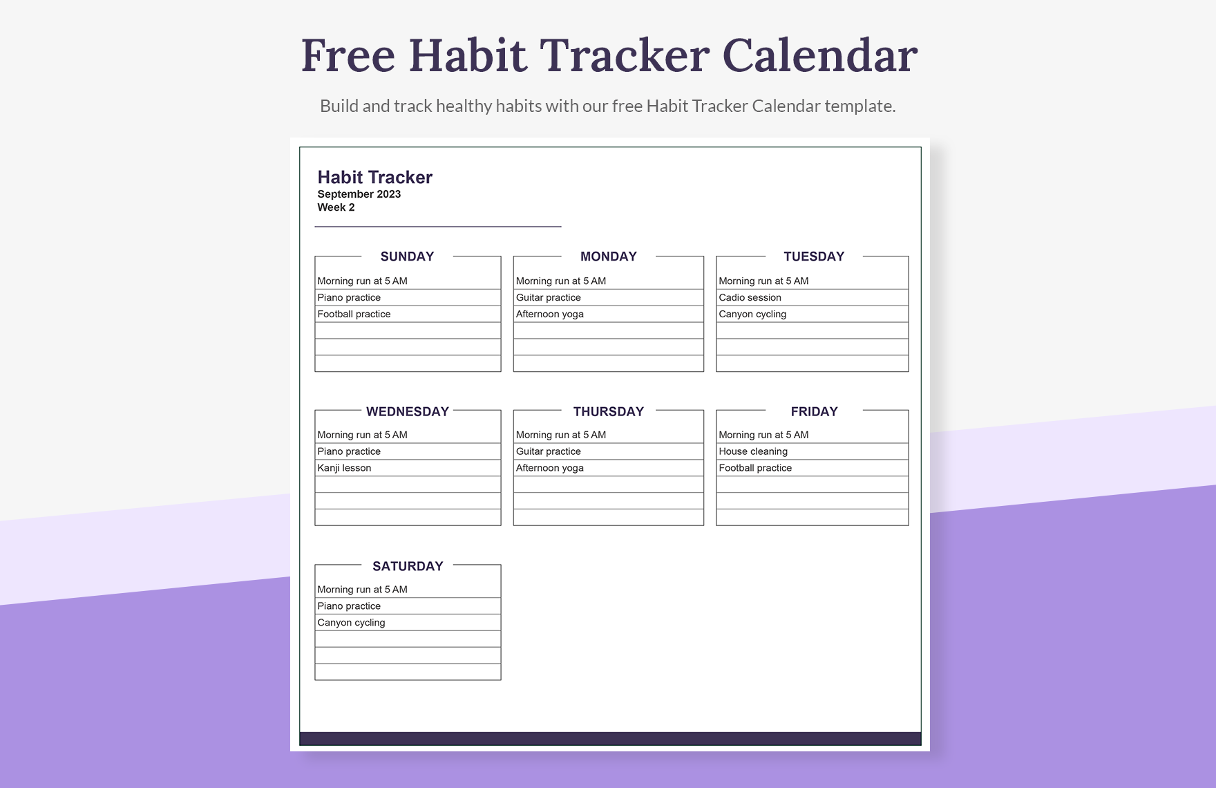 Free Habit Tracker Calendar