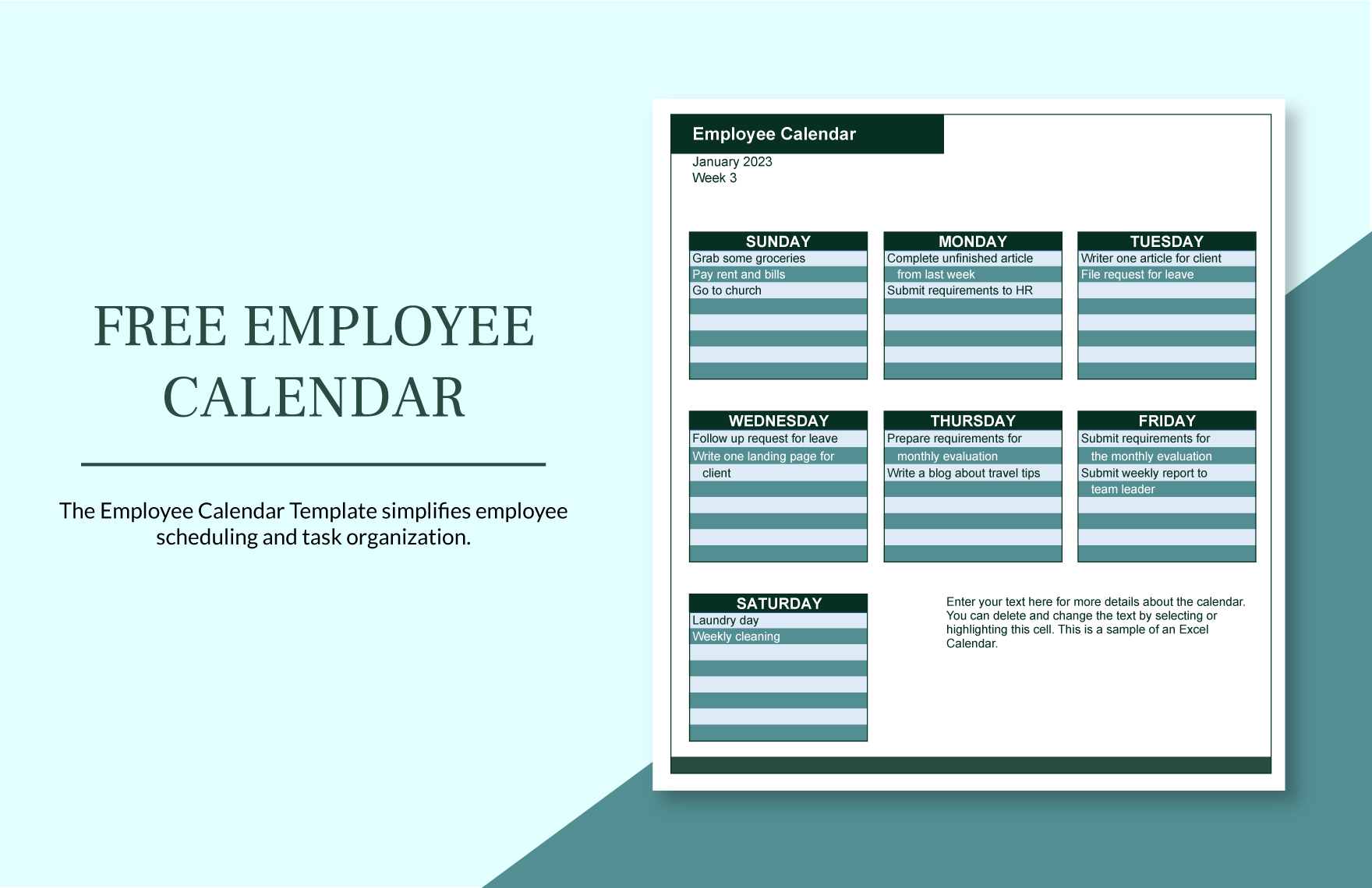 Free Employee Calendar