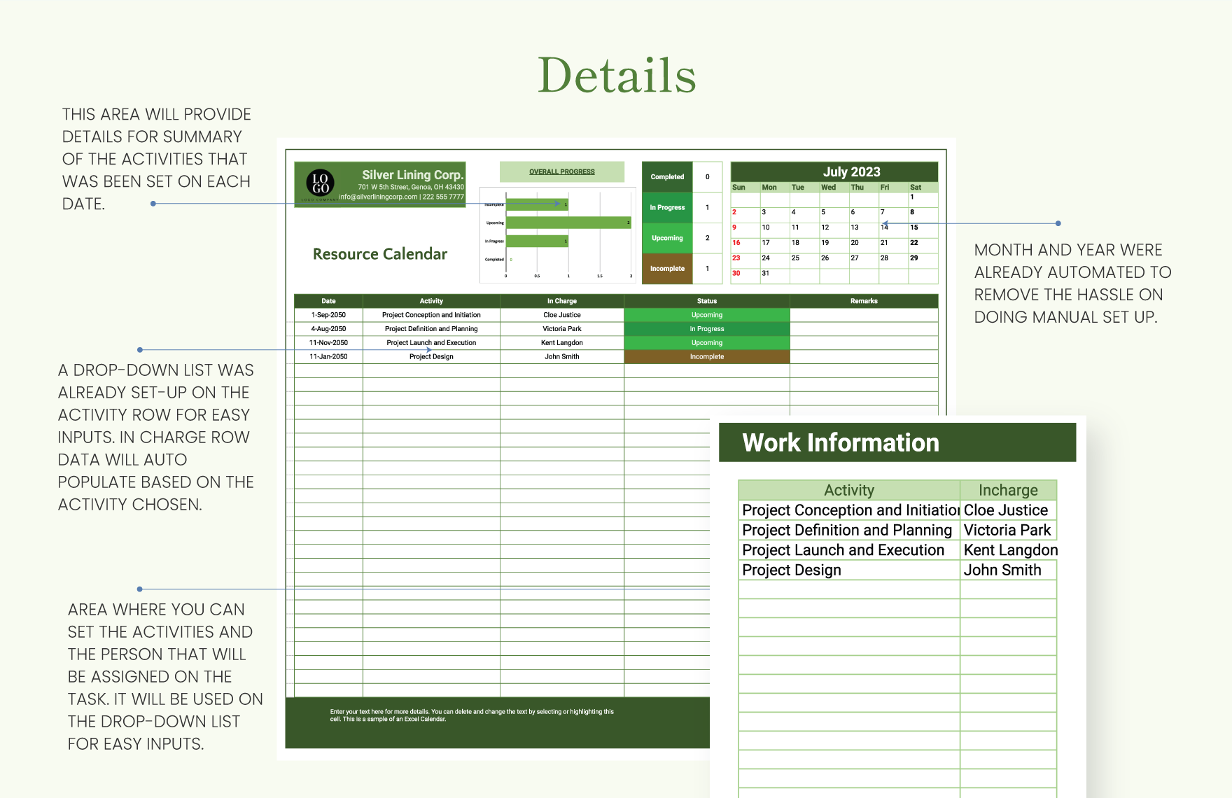 Resource Calendar Template in Excel, Google Sheets Download