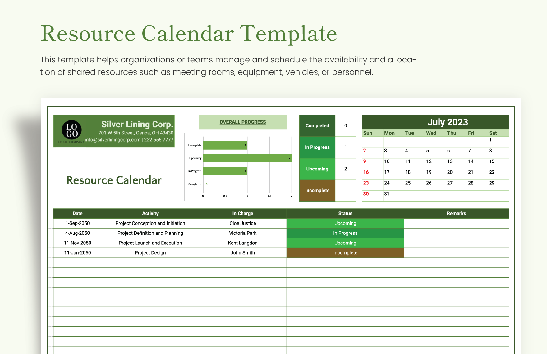Resource Calendar Template in Excel, Google Sheets - Download | Template.net Resource Calendar Template in Excel, Google Sheets - Download | Template.net