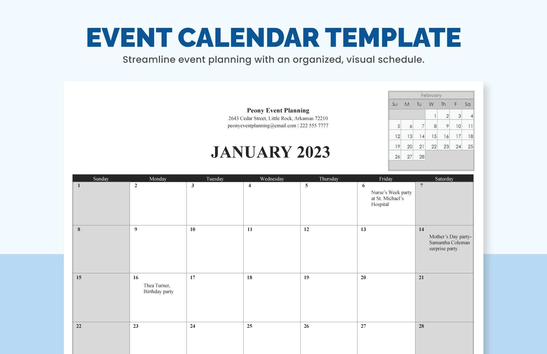 Event Calendar Templates