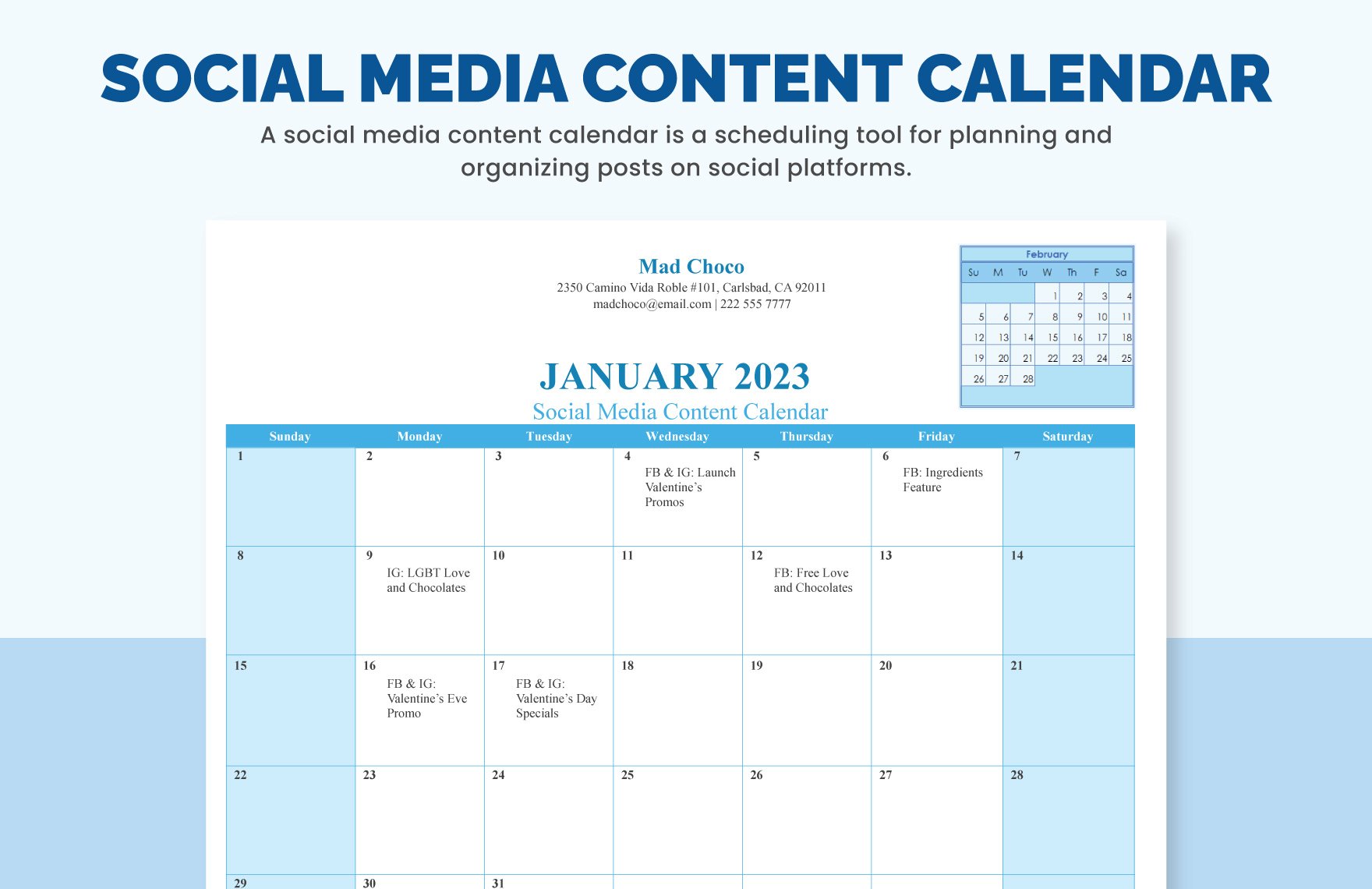 Social Media Content Calendar