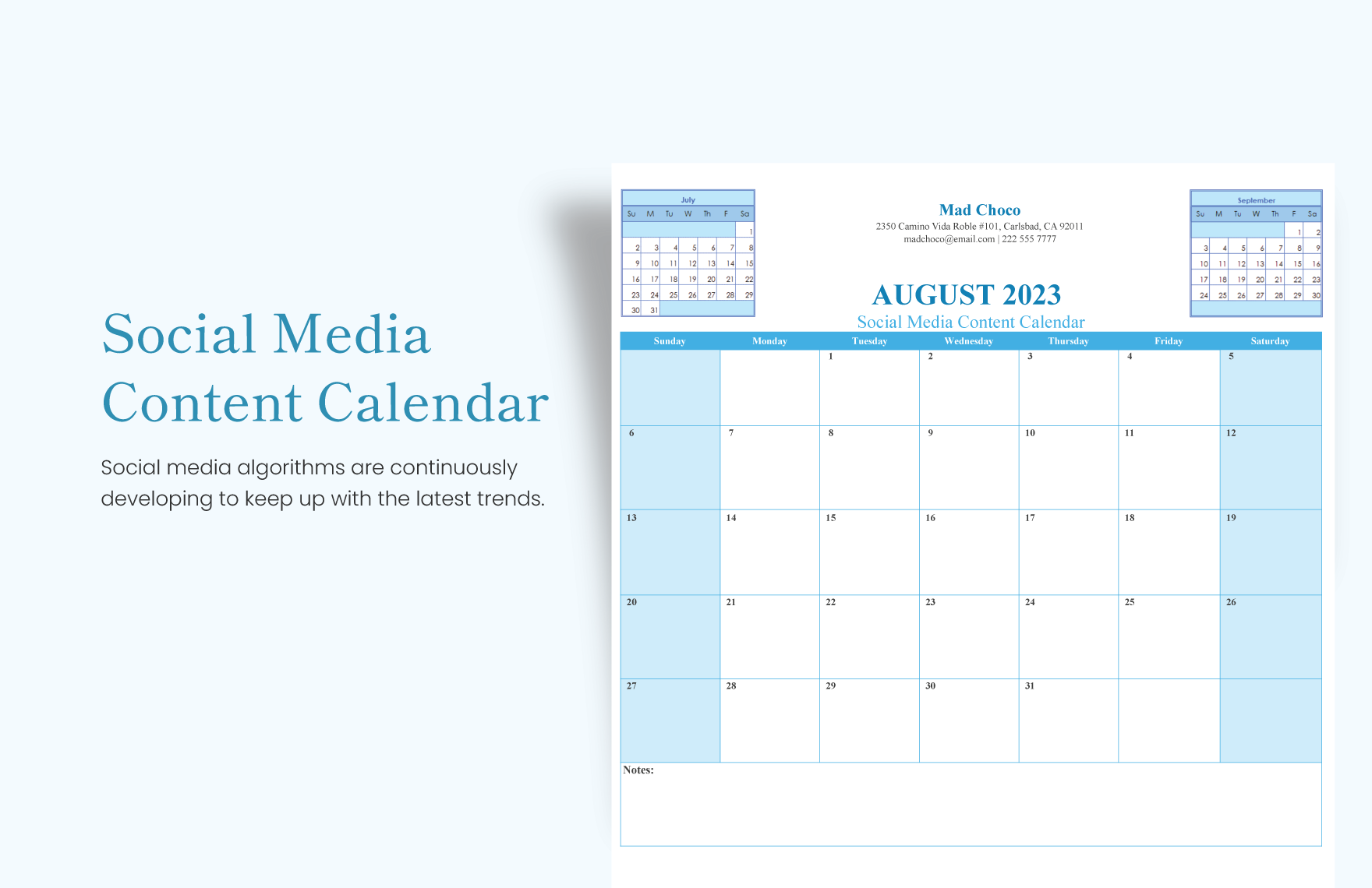 Social Media Content Calendar Download in Excel Google Sheets