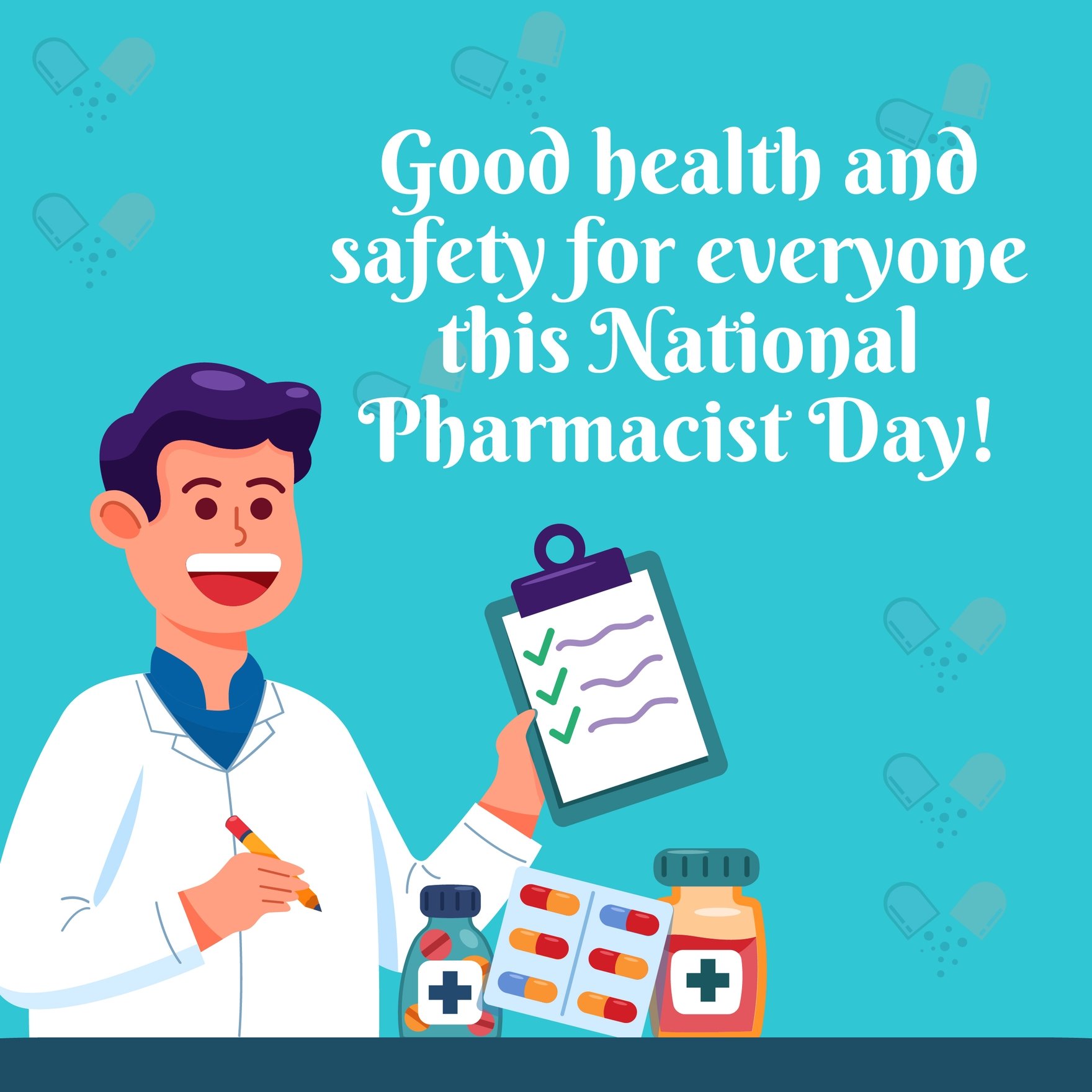 Free National Pharmacist Day Whatsapp Post in Illustrator, PSD, EPS, SVG, JPG, PNG