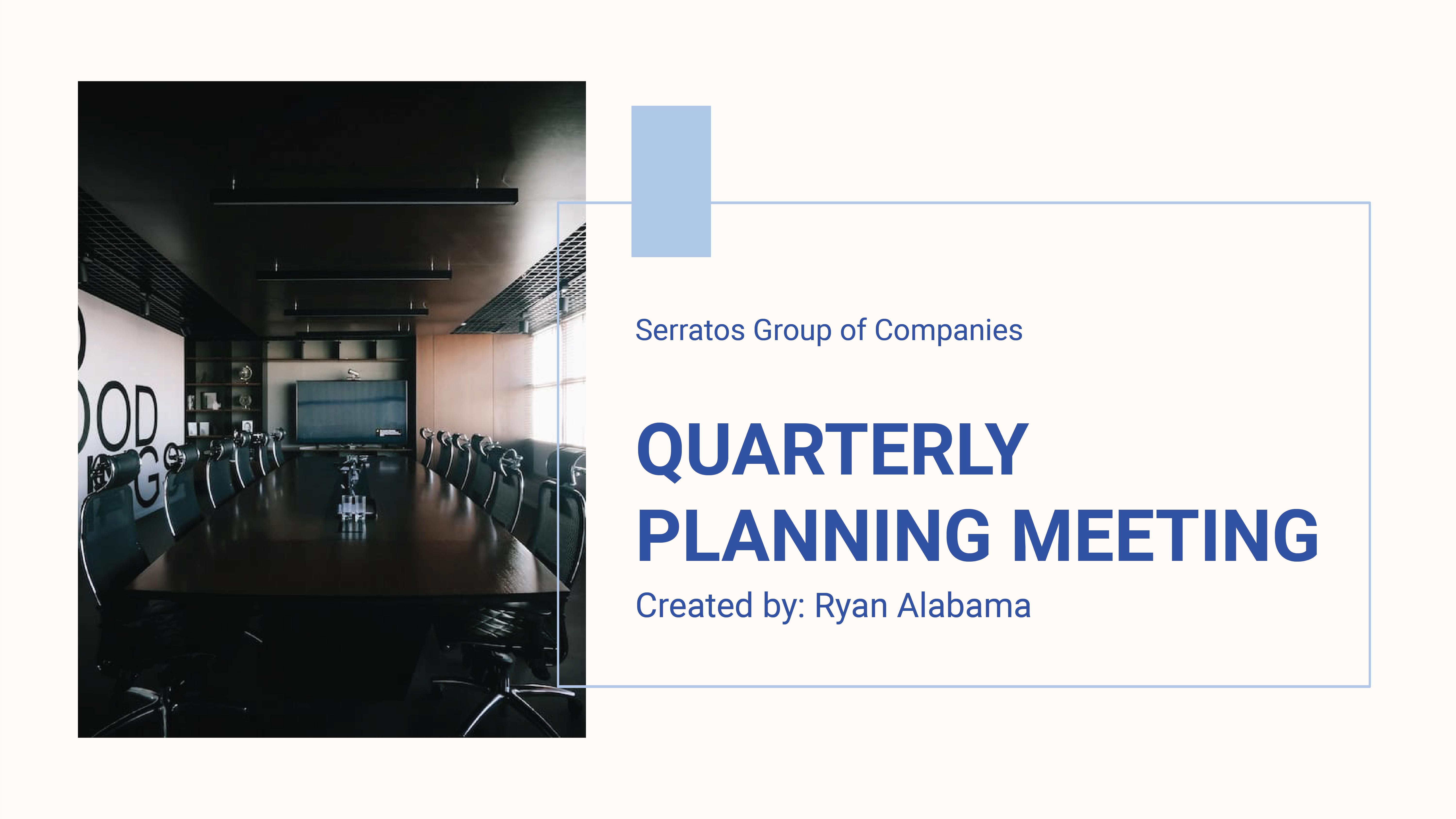 Free Quarterly Planning Meeting Presentation Template to Edit Online