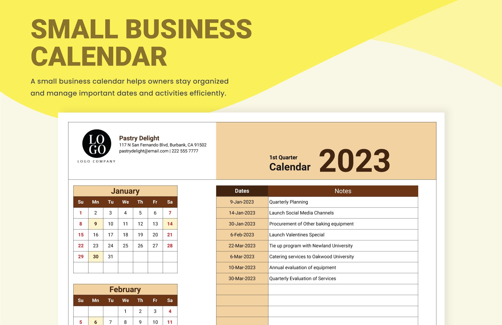 Small Business Calendar