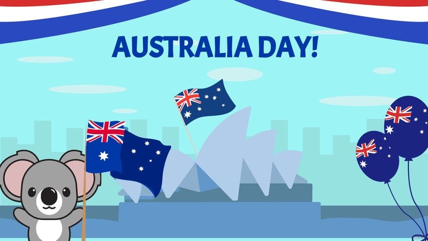 Australia Day Cartoon Background in PDF, Illustrator, PSD, EPS, SVG, JPG, PNG