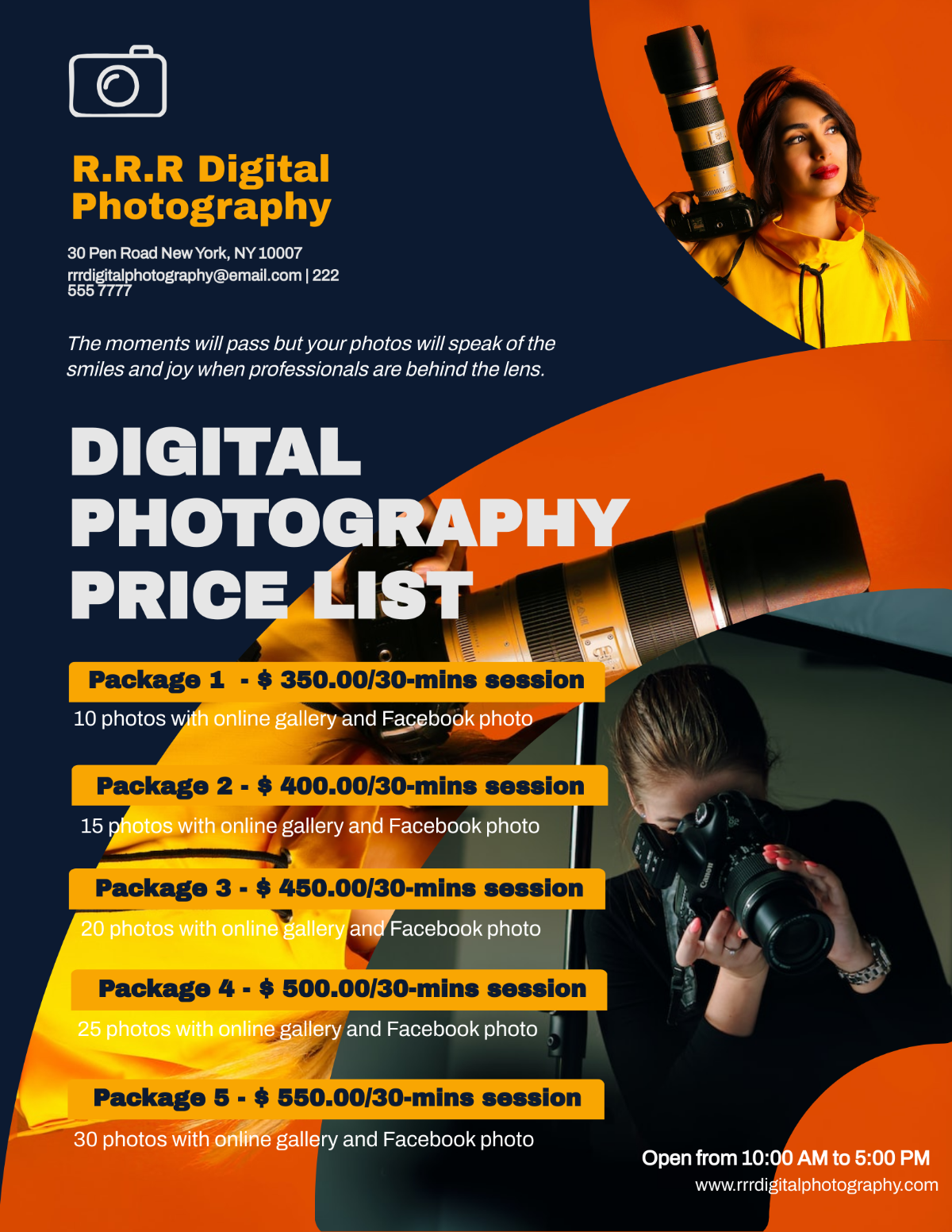 Digital Photography Pricing Guide Template