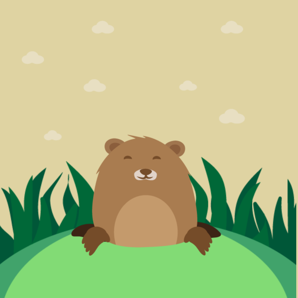 Happy Groundhog Day Illustration Template