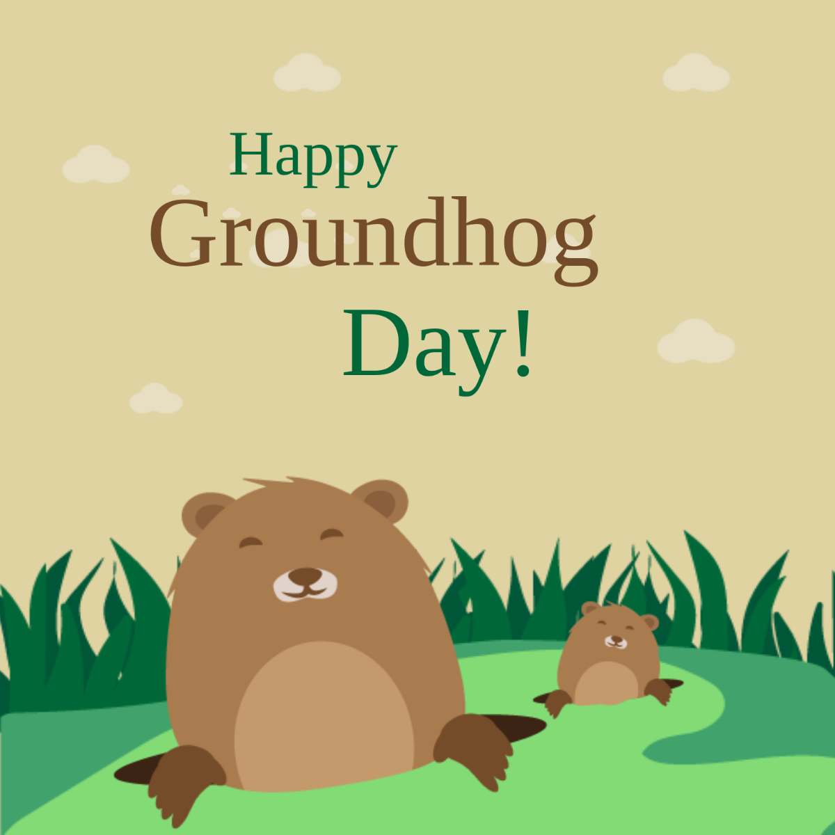 Groundhog Day Celebration Vector Template