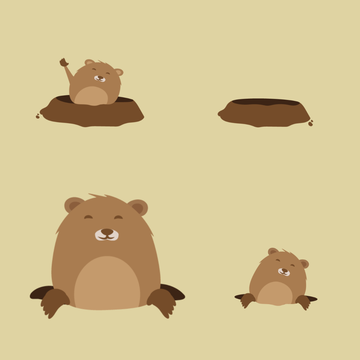 Groundhog Day Clipart Vector Template