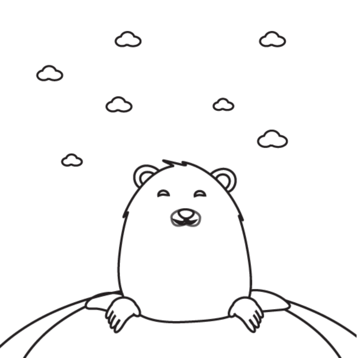 Groundhog Day Drawing Vector Template