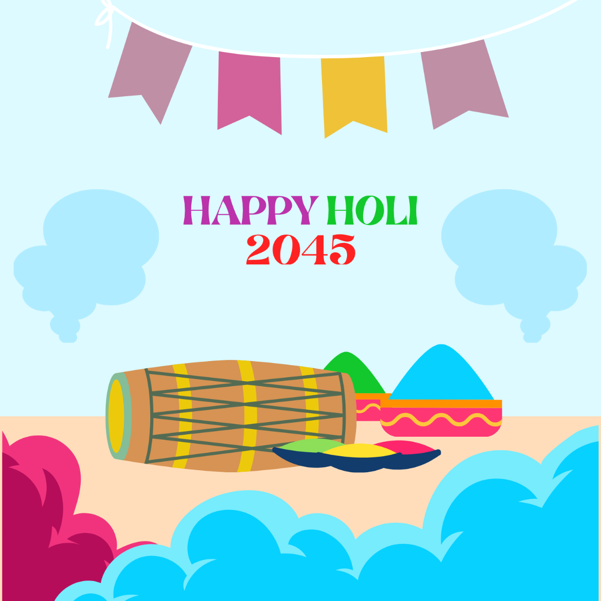 Holi Day Vector Template