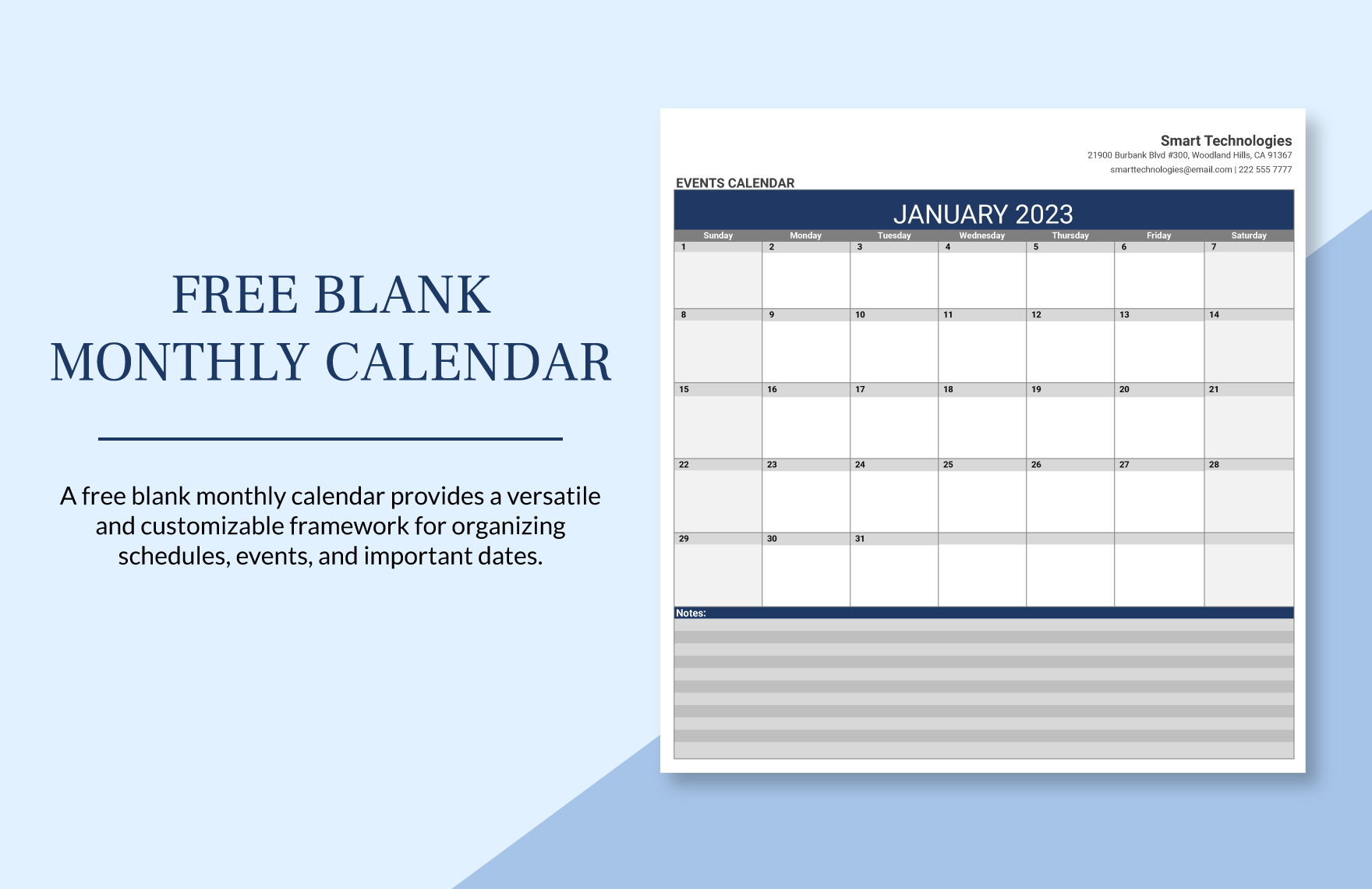 Free Blank Monthly Calendar Google Docs Excel Google Sheets