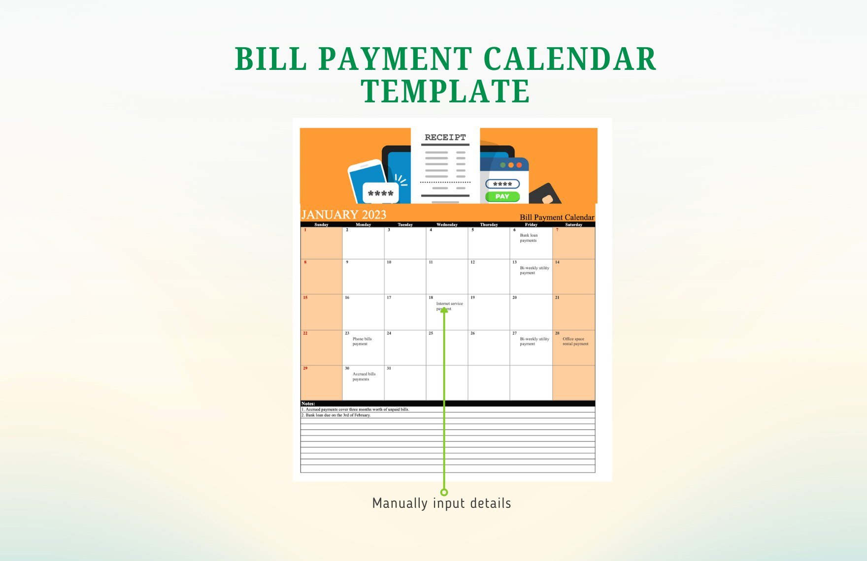Bill Payment Calendar