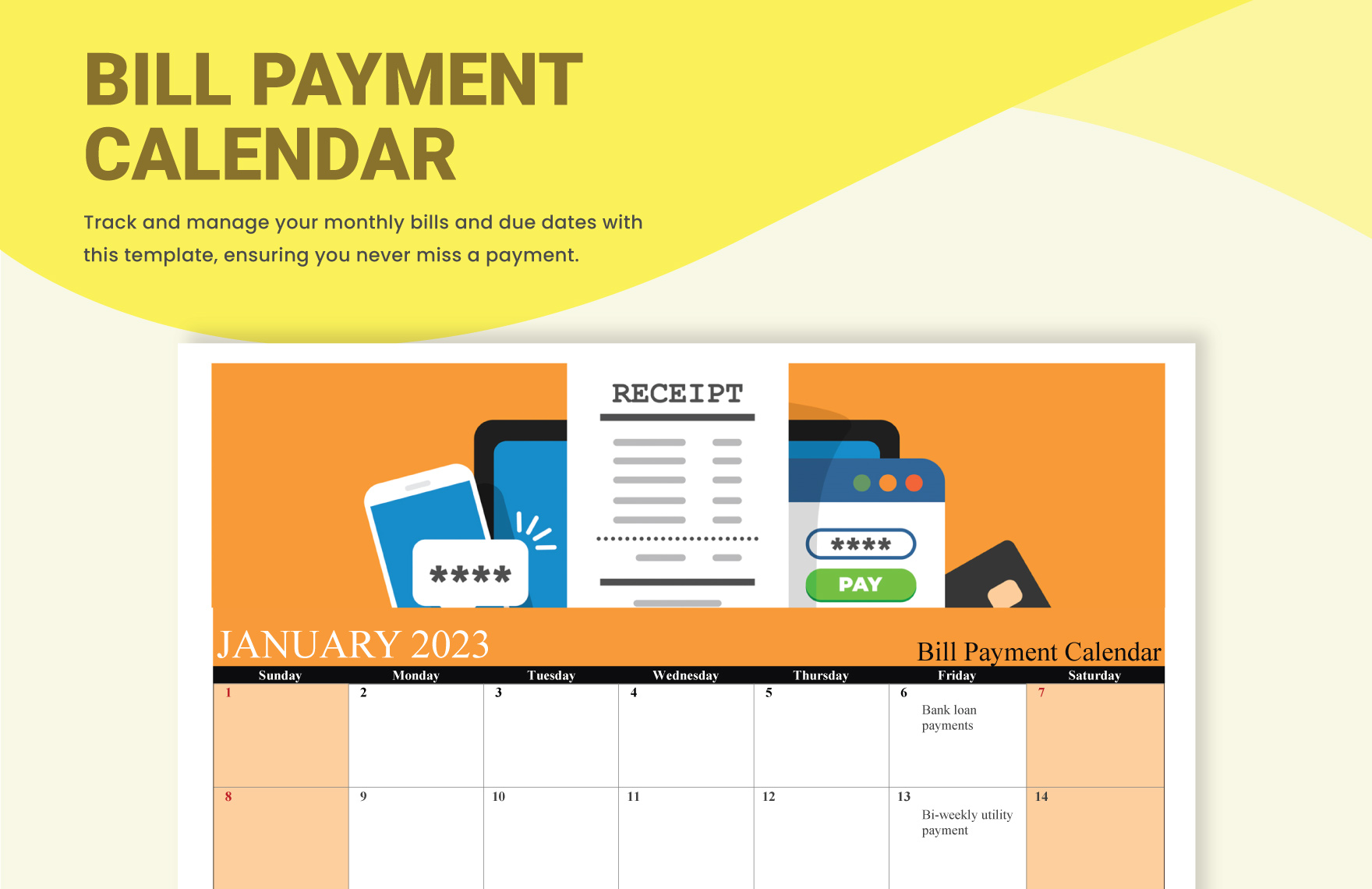 Bill Payment Calendar