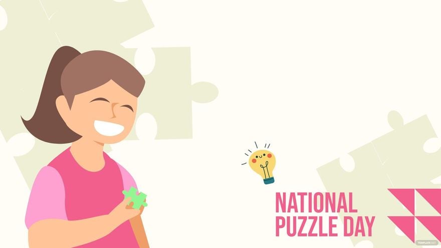 National Puzzle Day Cartoon Background