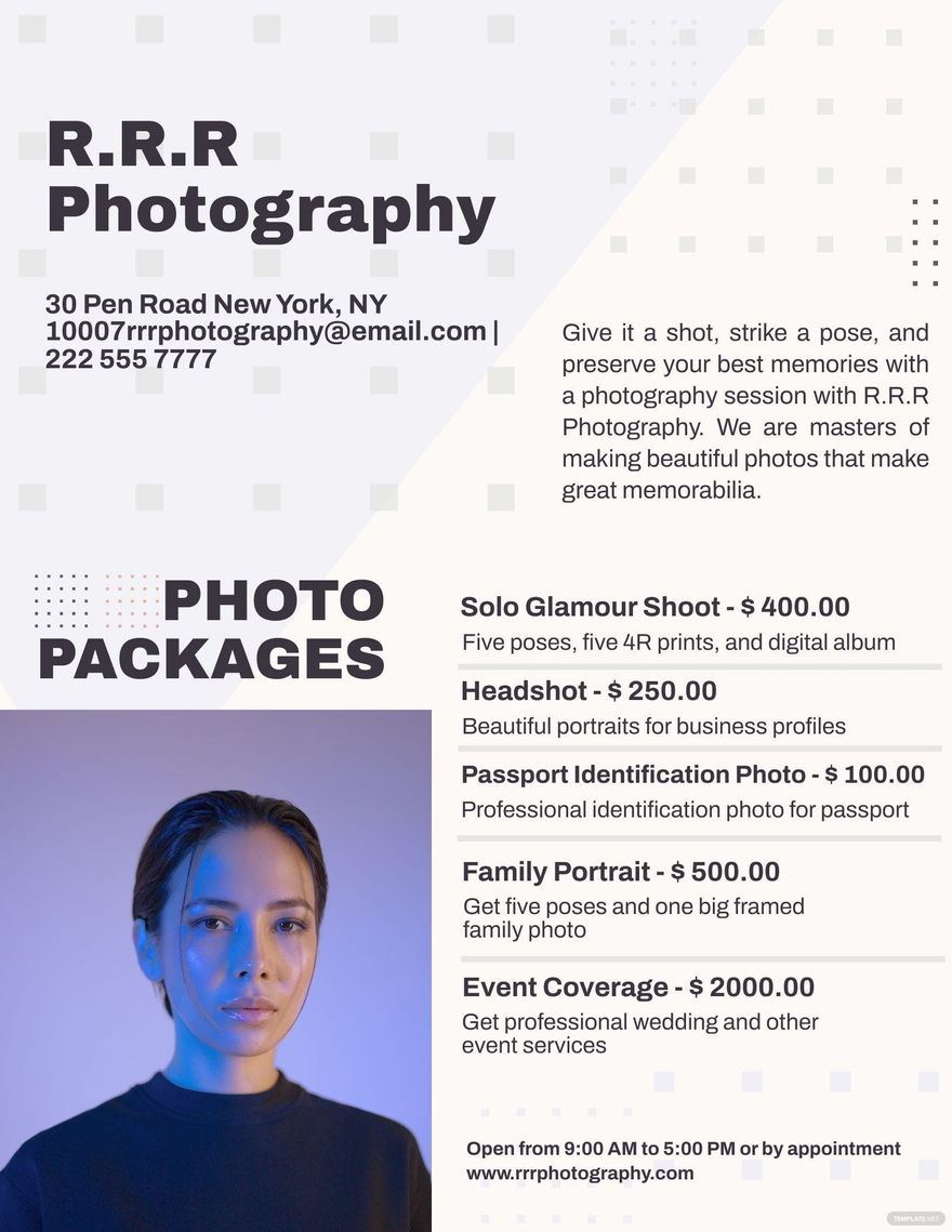 Photographer Pricing Guide Template