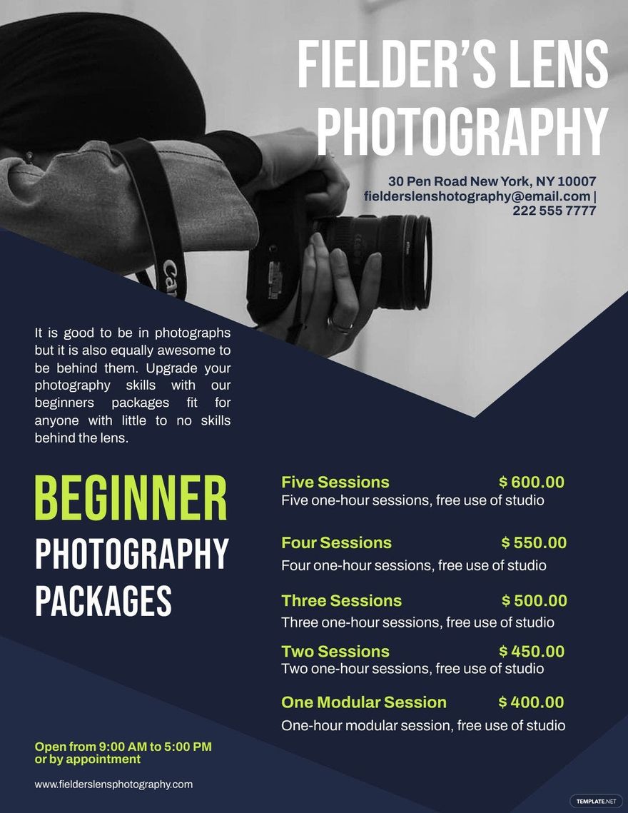 Beginner Photography Pricing Guide Template