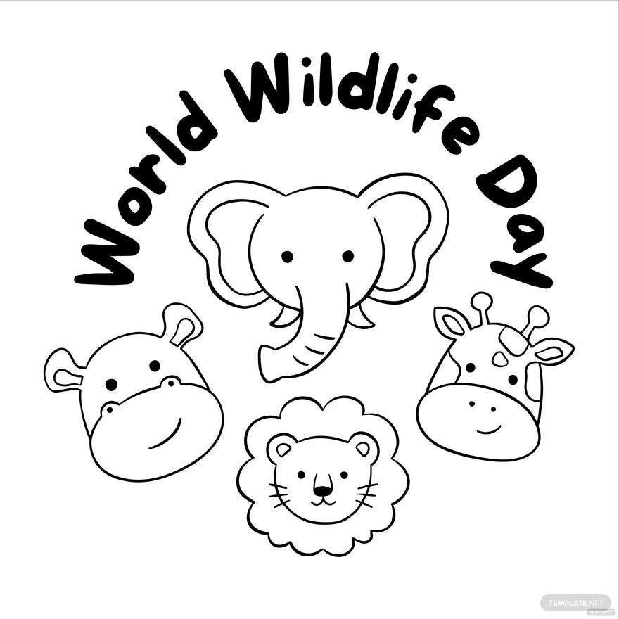 World Wildlife Day Drawing Vector in Illustrator, PSD, SVG, EPS, PNG