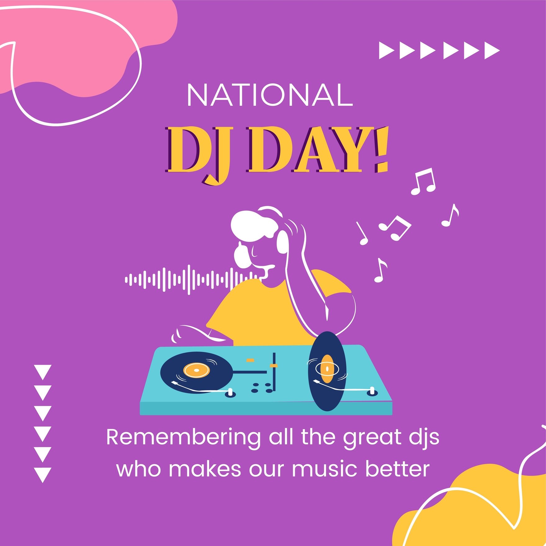Free National DJ Day Whatsapp Post in Illustrator, PSD, EPS, SVG, PNG, JPEG