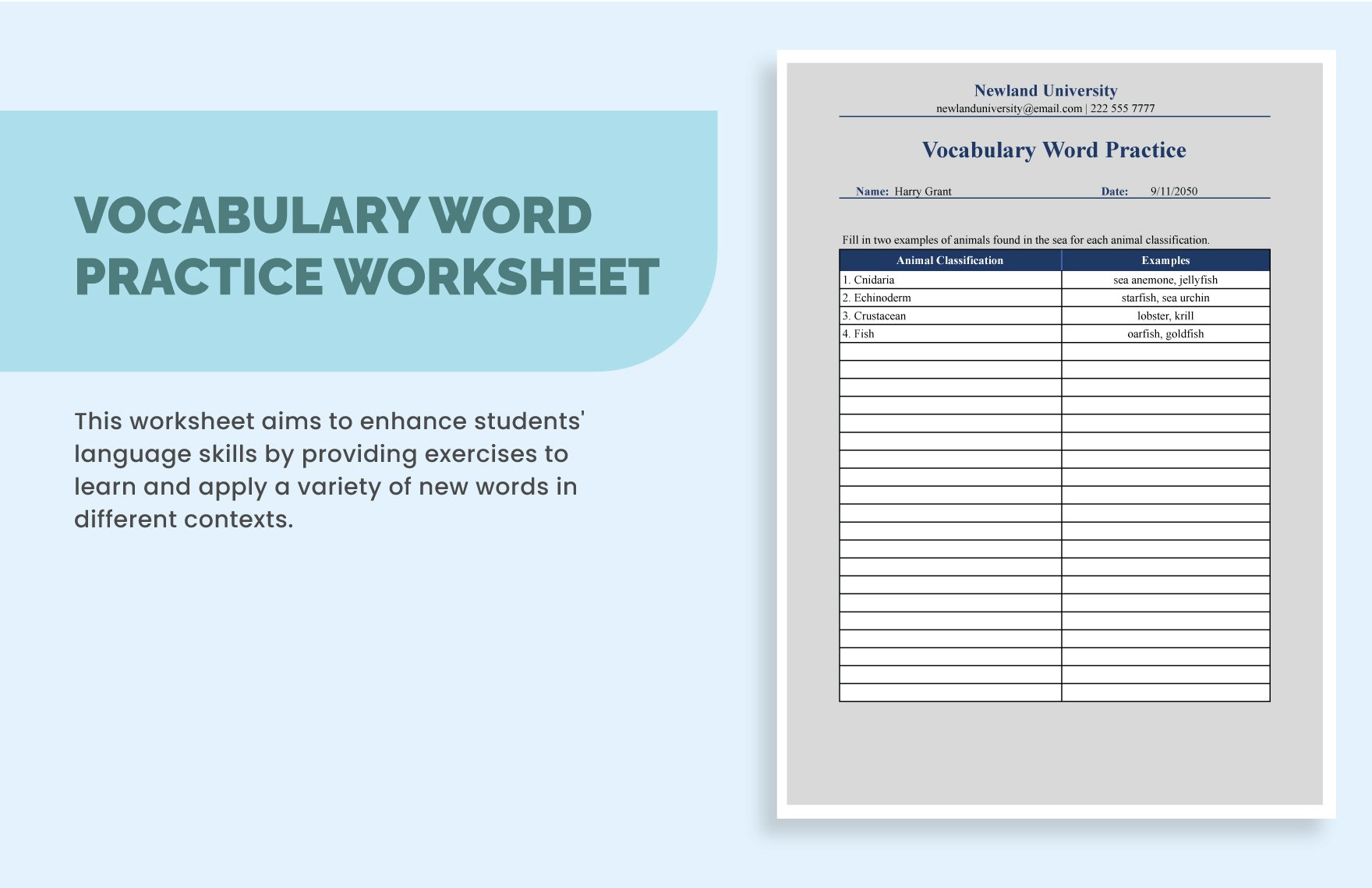 Vocabulary Word Practice Worksheet