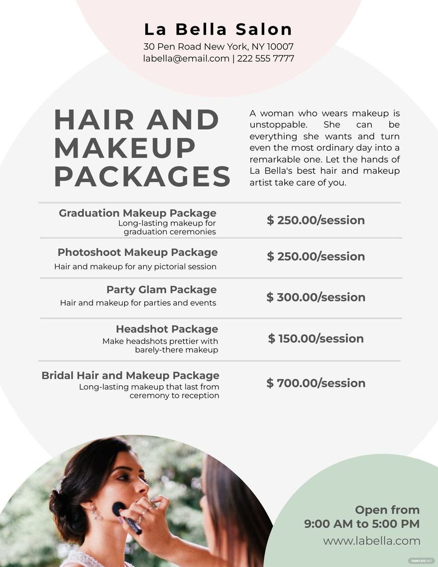 Makeup Pricing Guide Template - in Word, Illustrator, Template.net