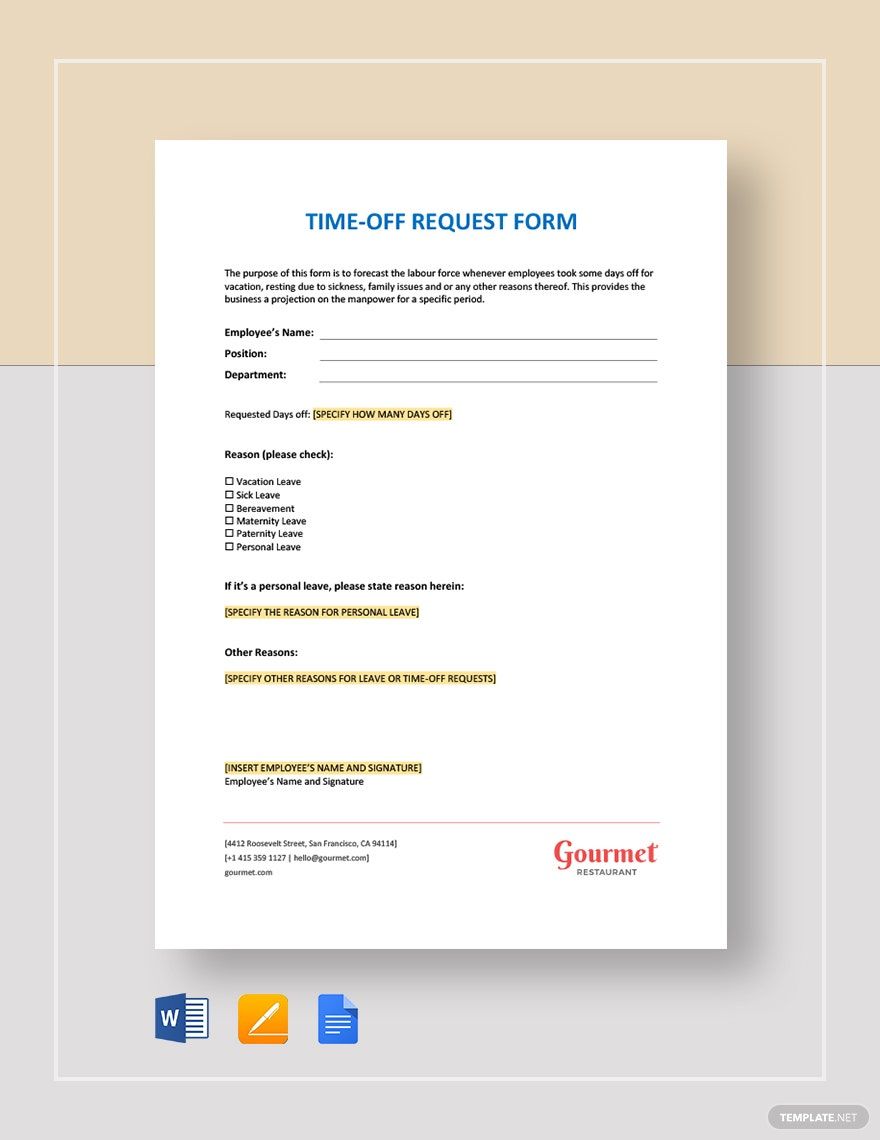 Employee Time-Off Request Form Template