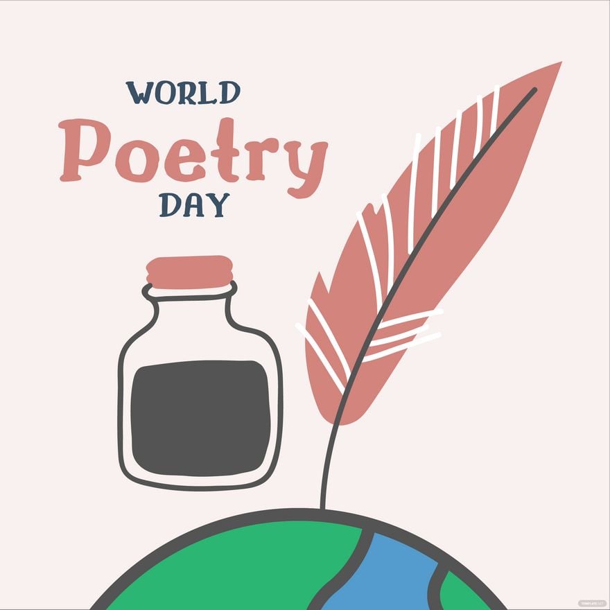Free World Poetry Day Cartoon Vector