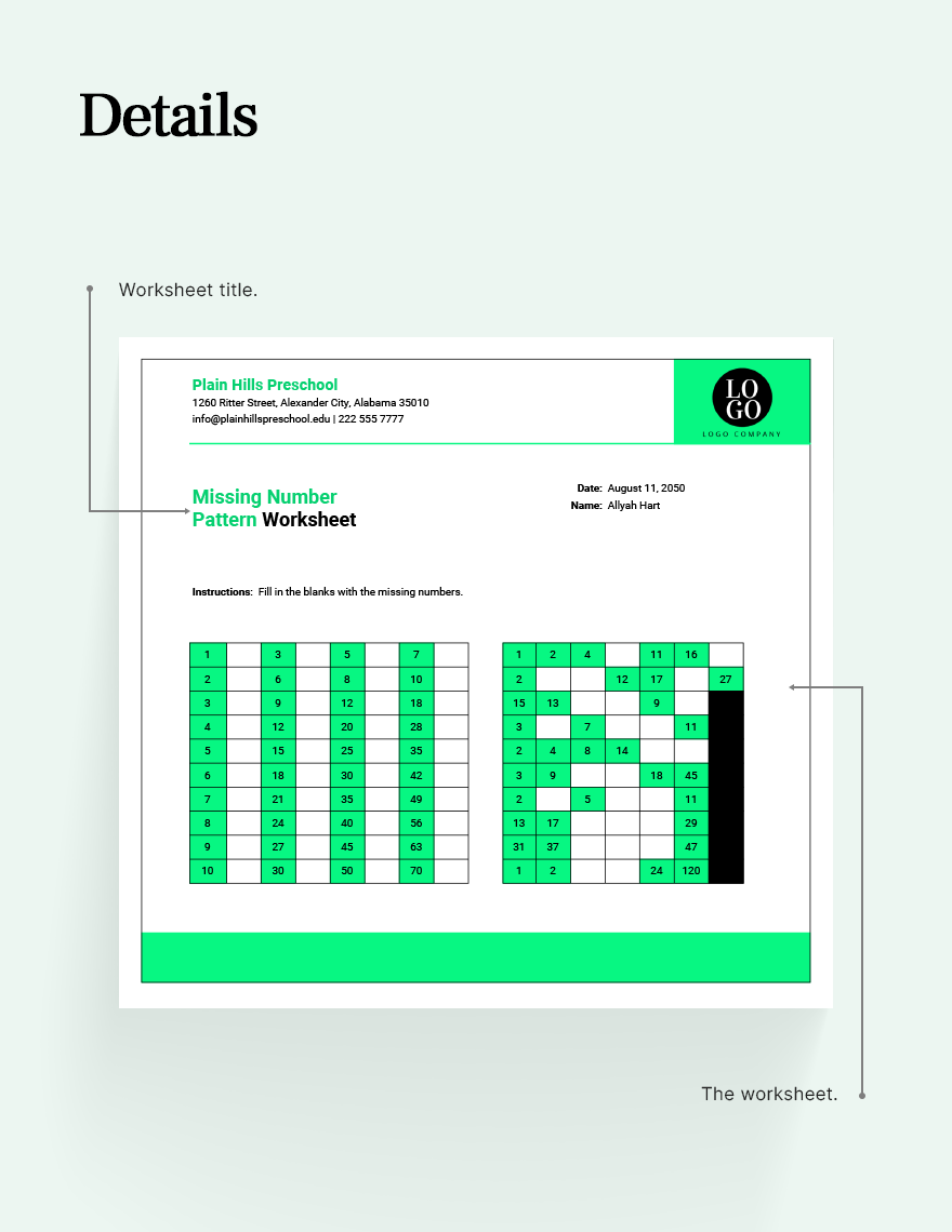 find the missing number in the pattern worksheet