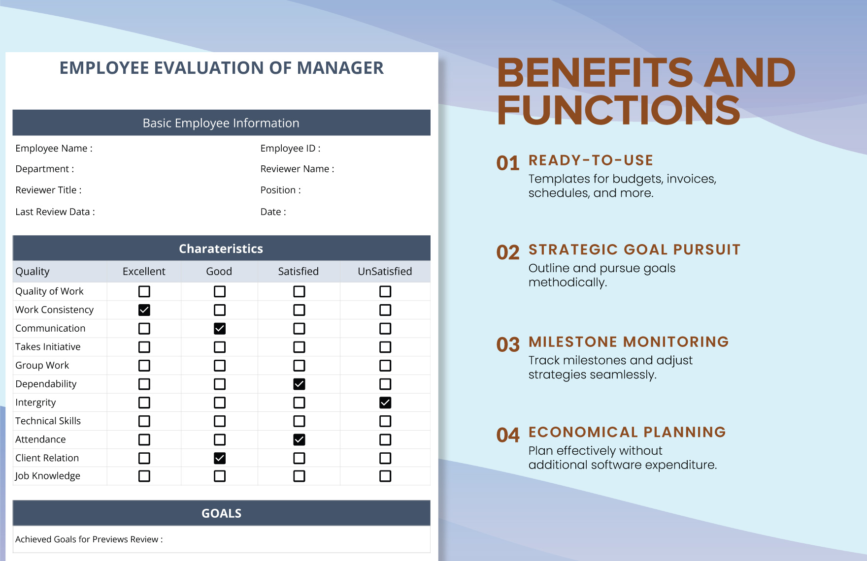 Employee Evaluation of Manager Template