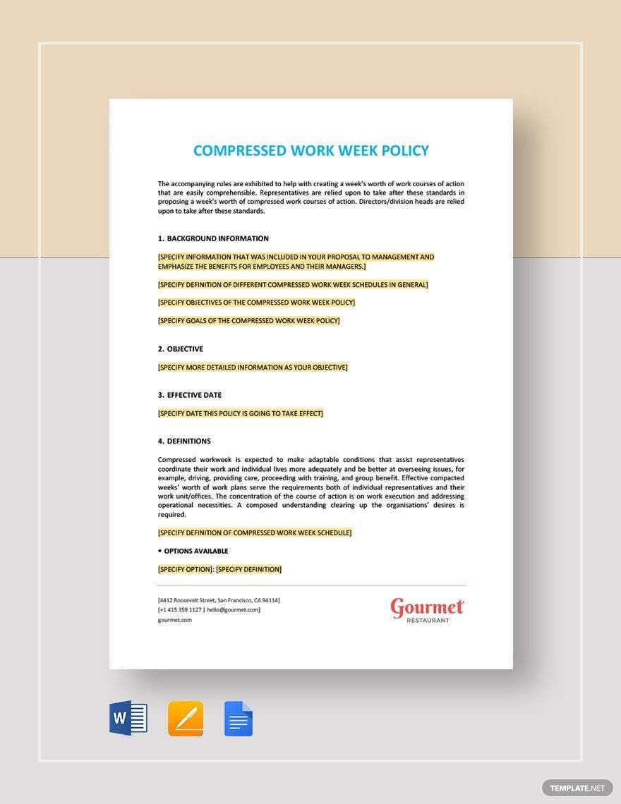 Compressed Work Week Policy Template