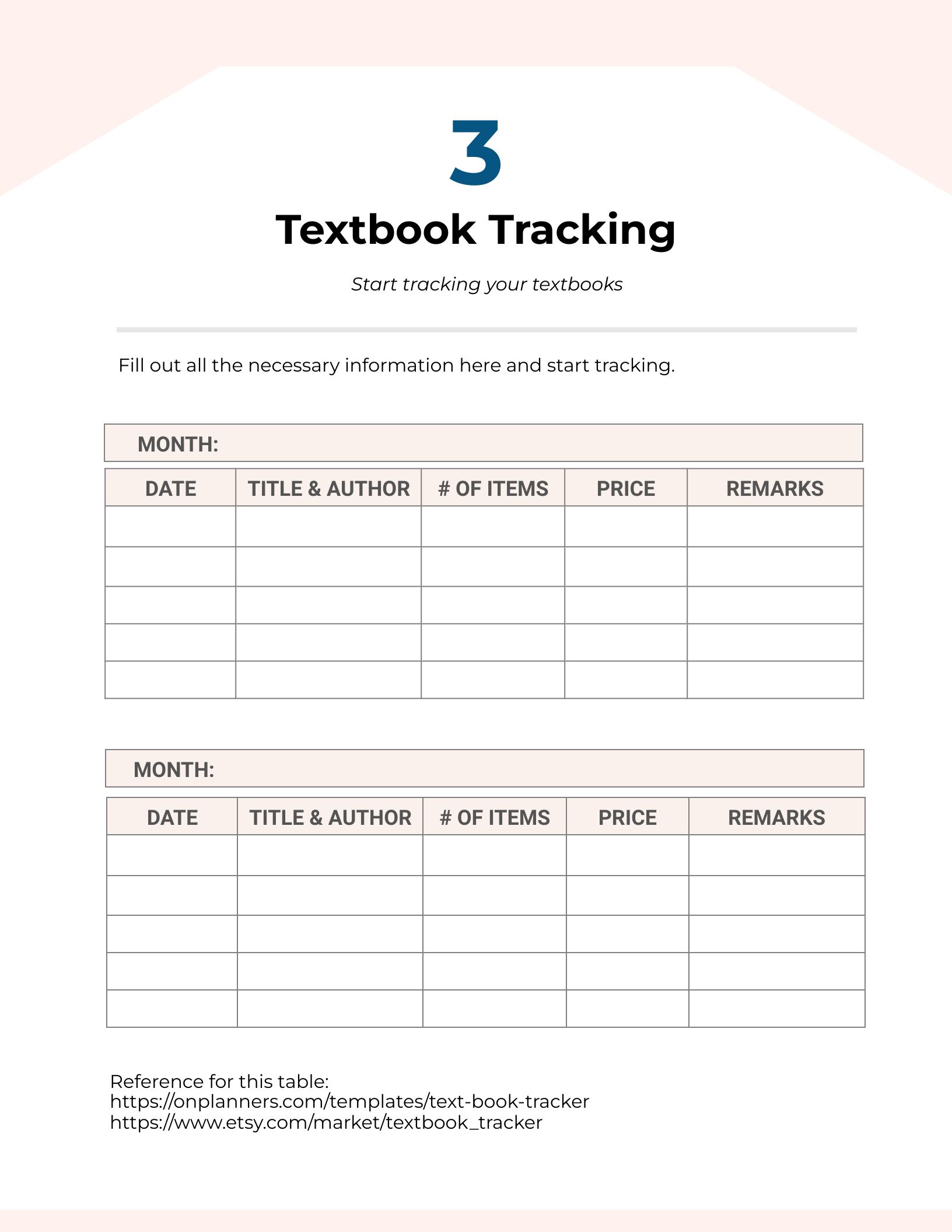 Textbook Tracker Template
