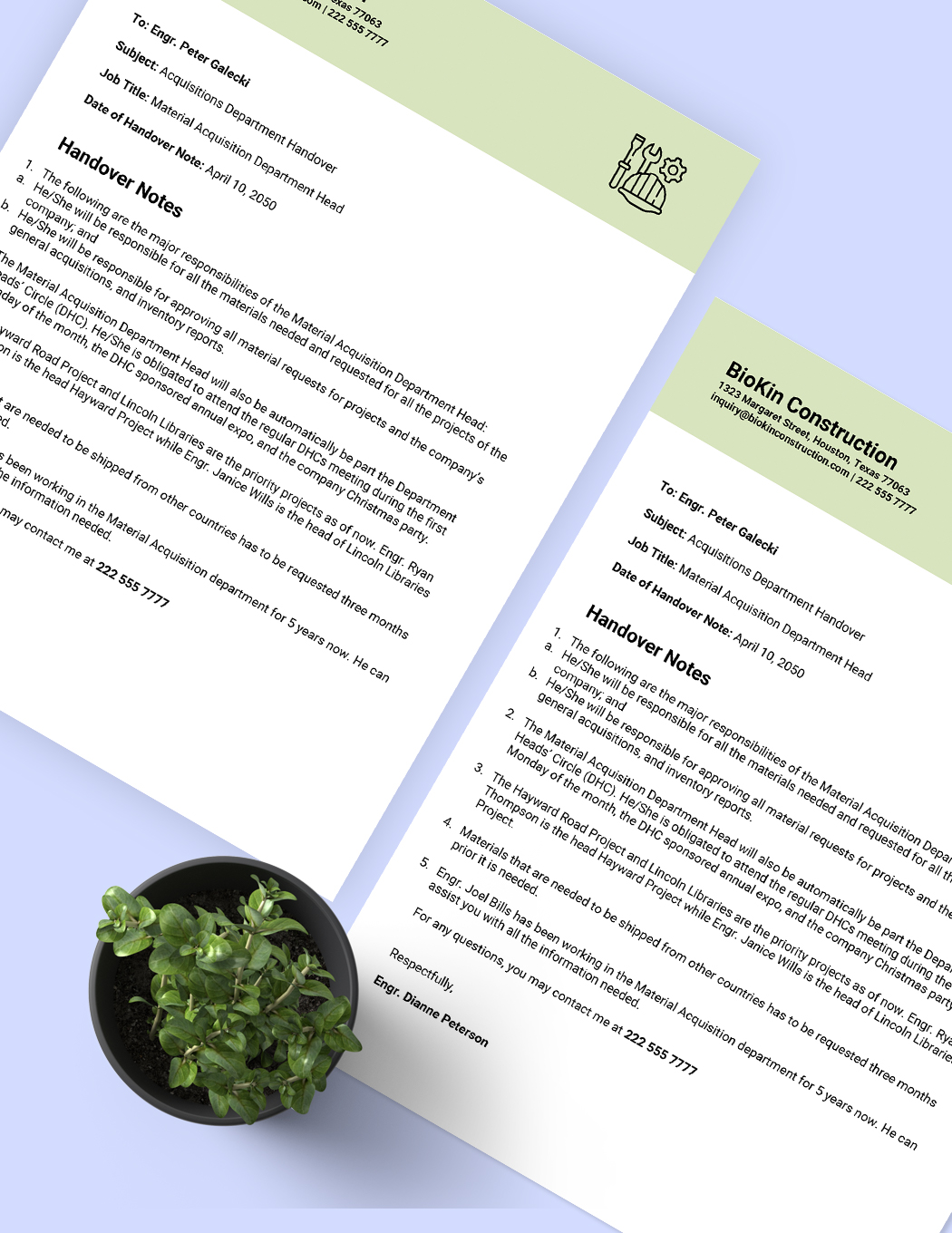 Editable Handover Note Templates In Word To Download