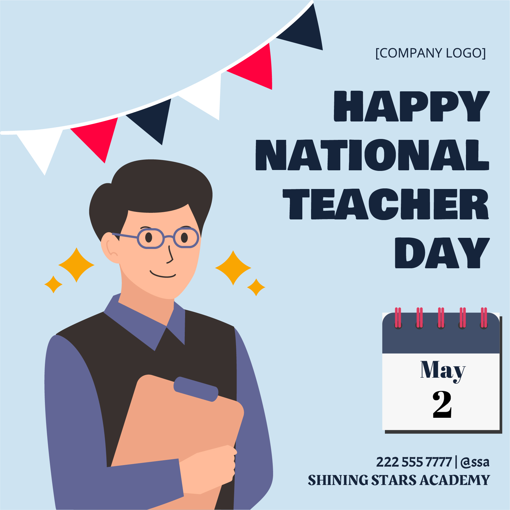 Free National Teacher Day Poster Vector in Illustrator, PSD, EPS, SVG, JPG, PNG