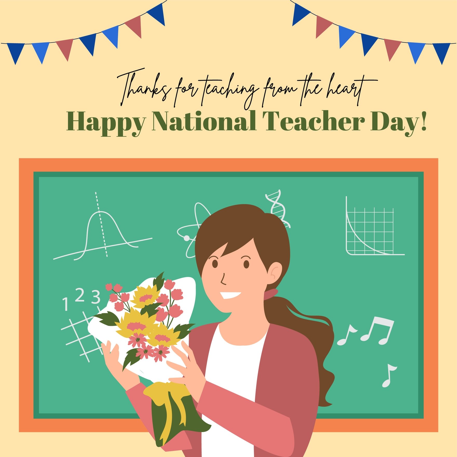 National Teacher Day Greeting Card Vector in Illustrator, PSD, EPS, SVG, JPG, PNG