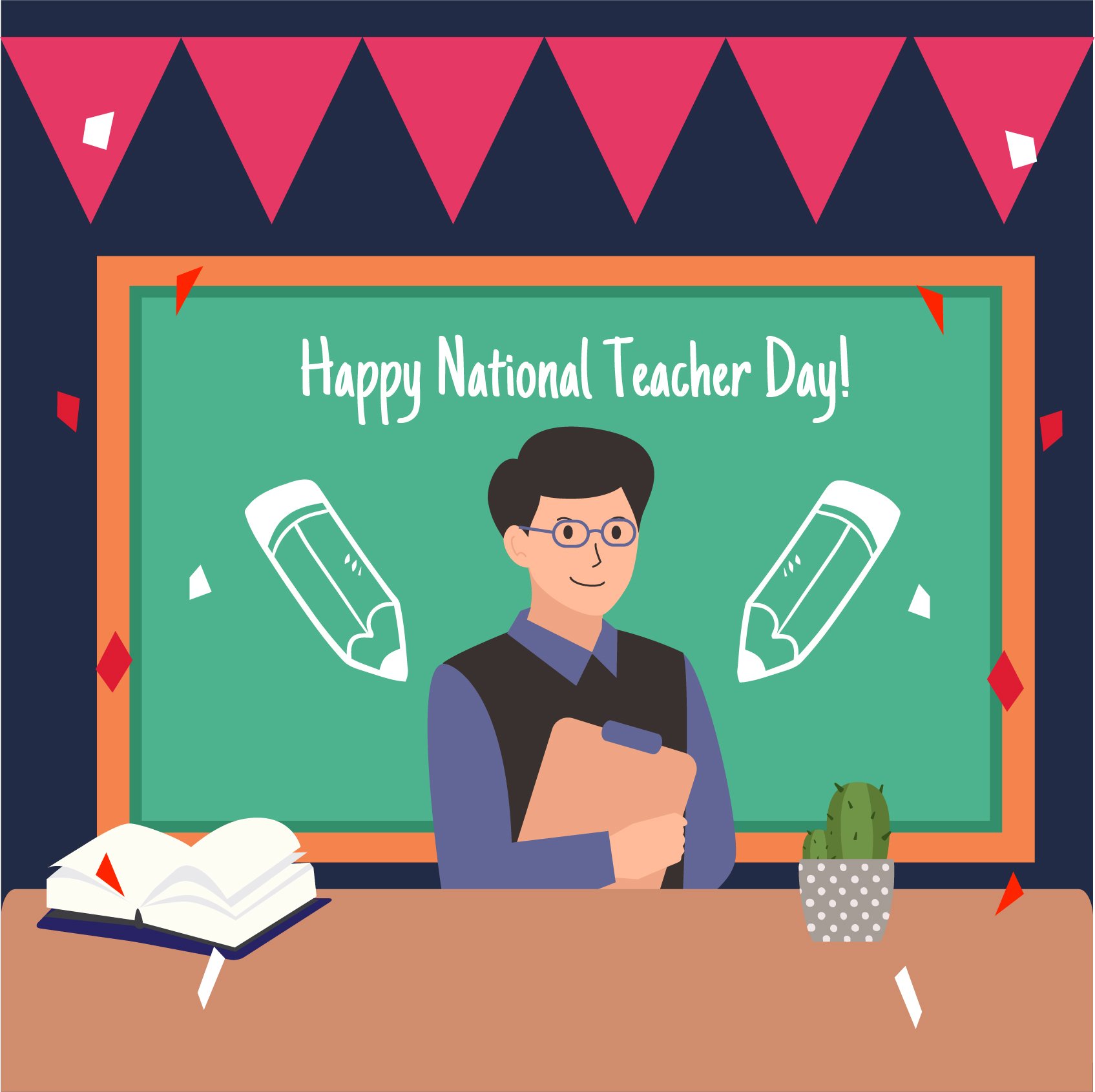 Free National Teacher Day Vector in Illustrator, PSD, EPS, SVG, JPG, PNG
