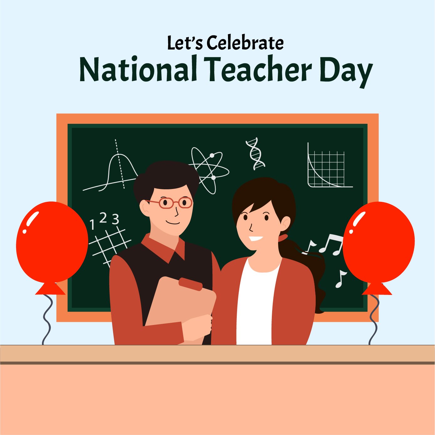 Free National Teacher Day Celebration Vector in Illustrator, PSD, EPS, SVG, JPG, PNG