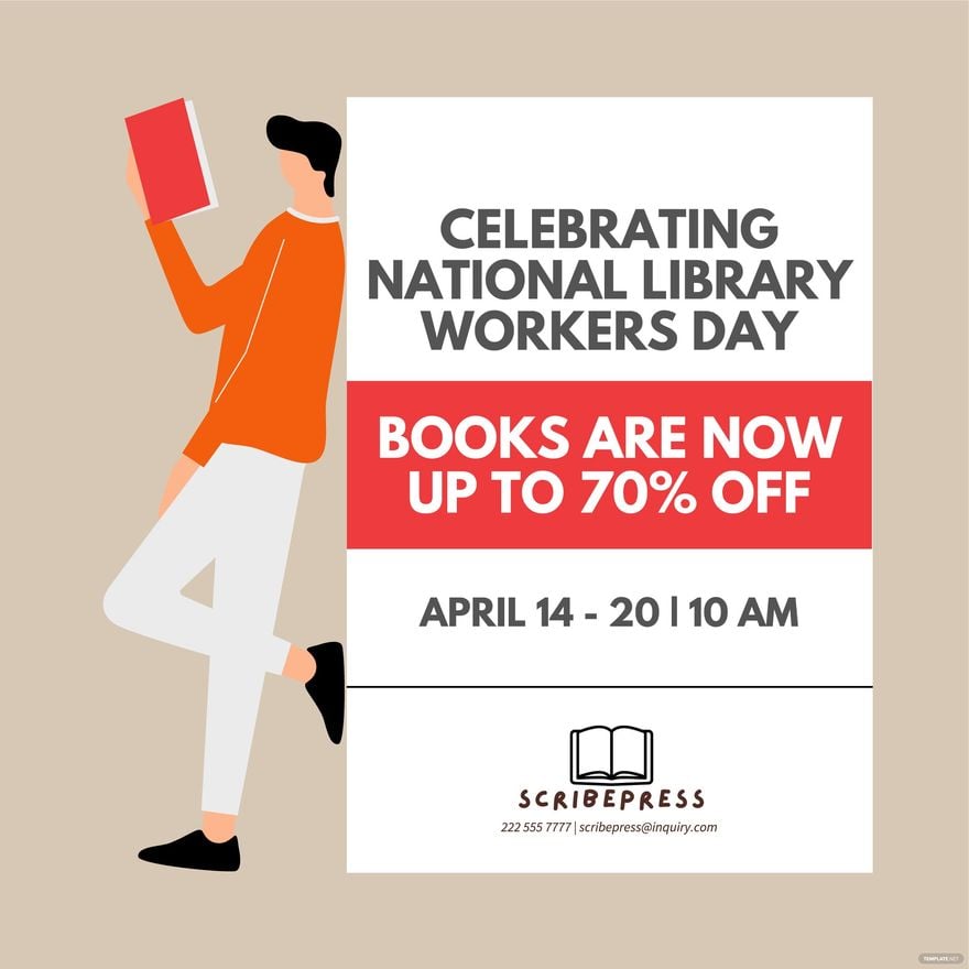 Free National Library Workers Day Poster Vector in Illustrator, PSD, EPS, SVG, JPG, PNG