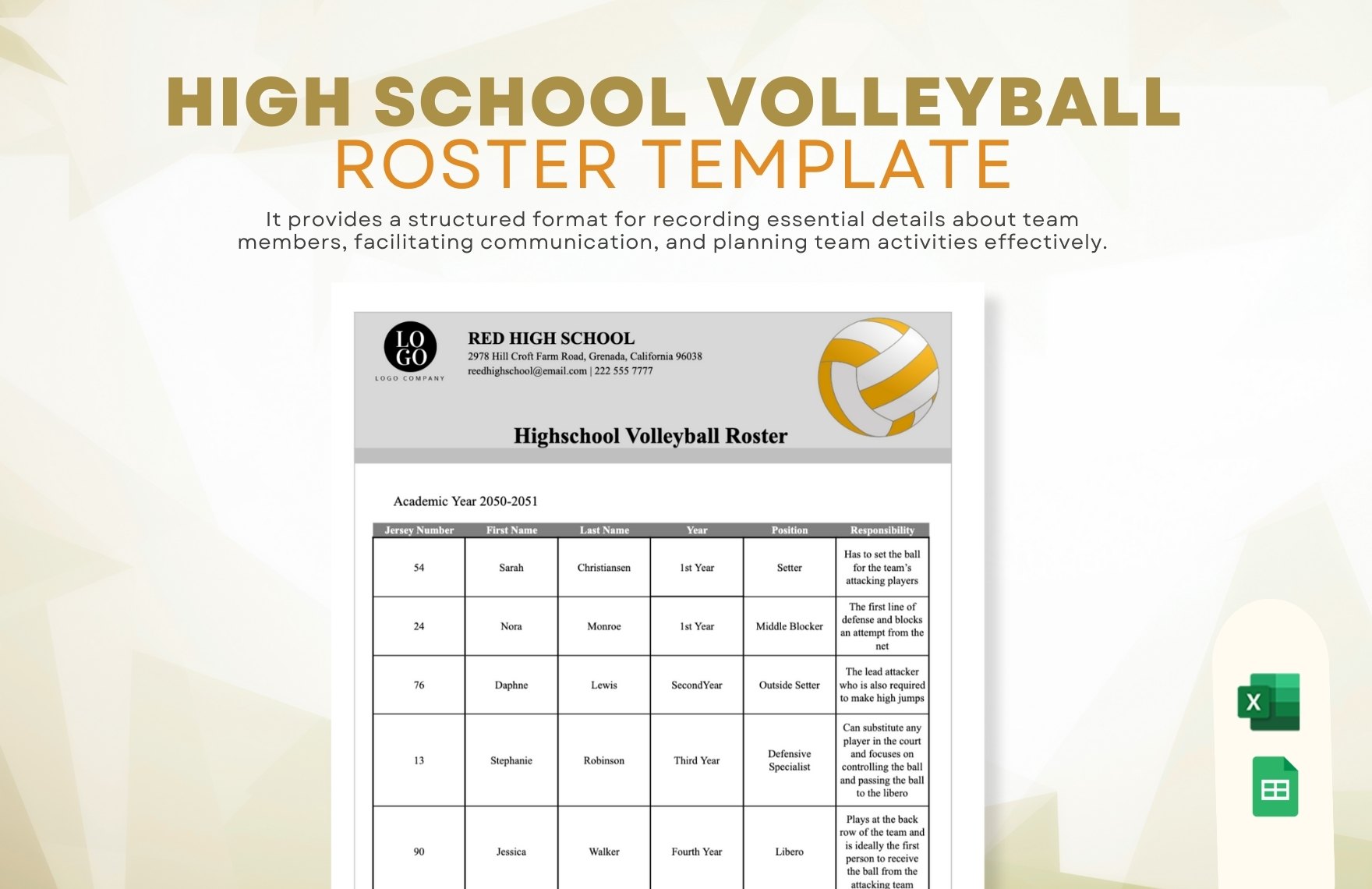Player Templates In Google Sheets FREE Download Template