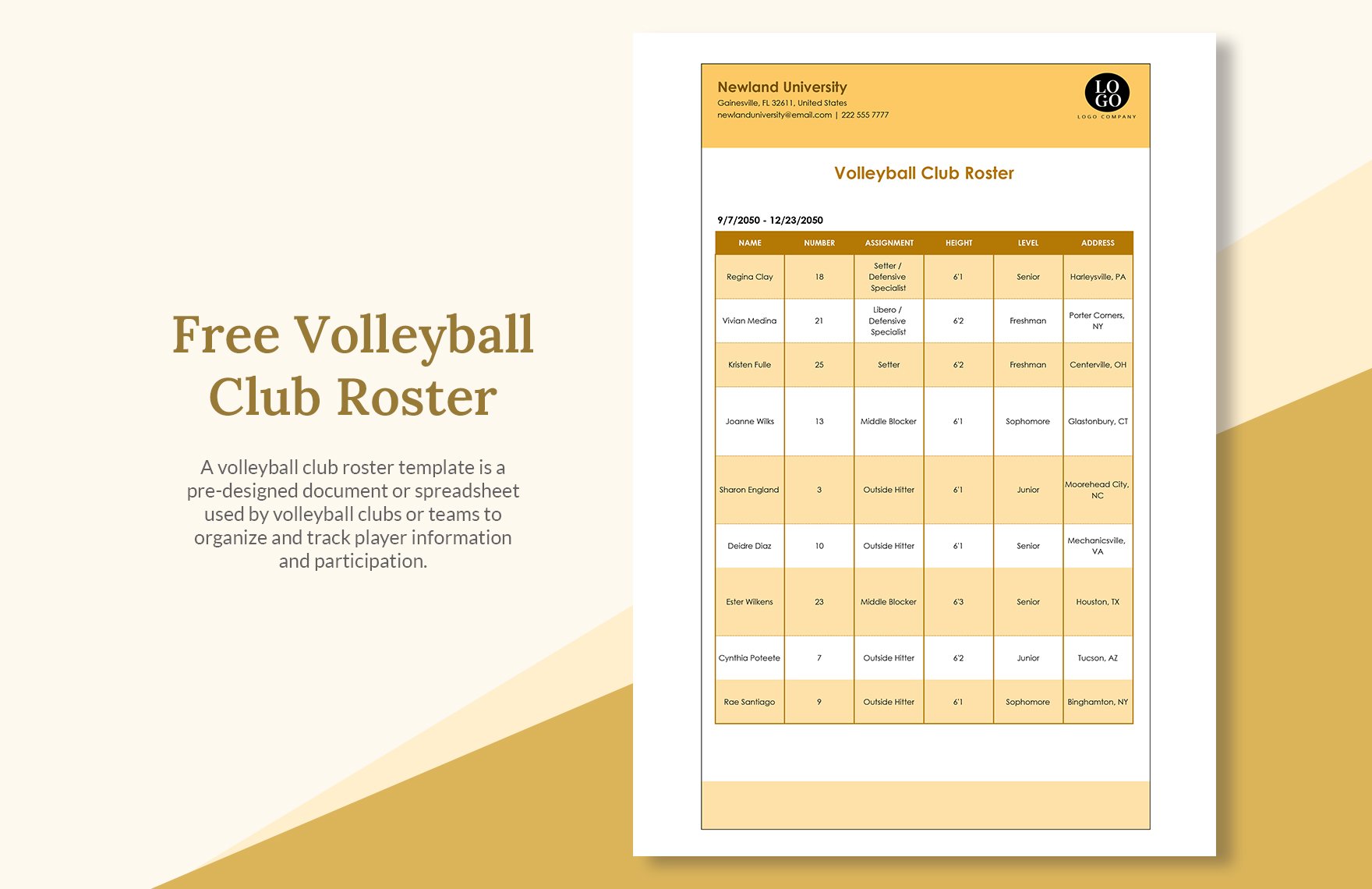 Volleyball Club Roster