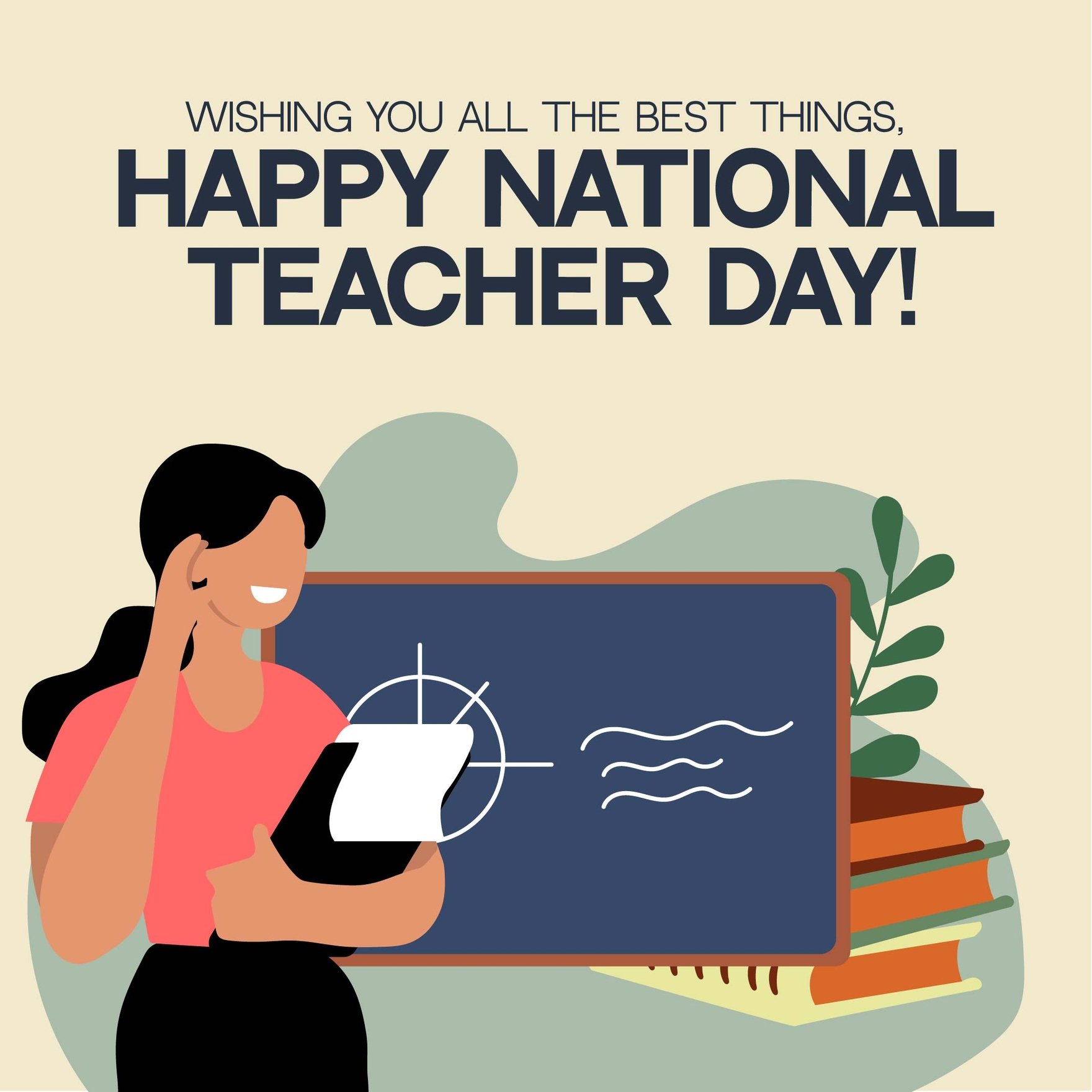 Free National Teacher Day Wishes Vector in Illustrator, PSD, EPS, SVG, JPG, PNG
