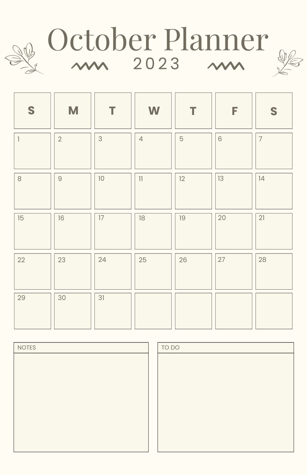 Free Printable October 2023 Monthly Calendar Template Download In 