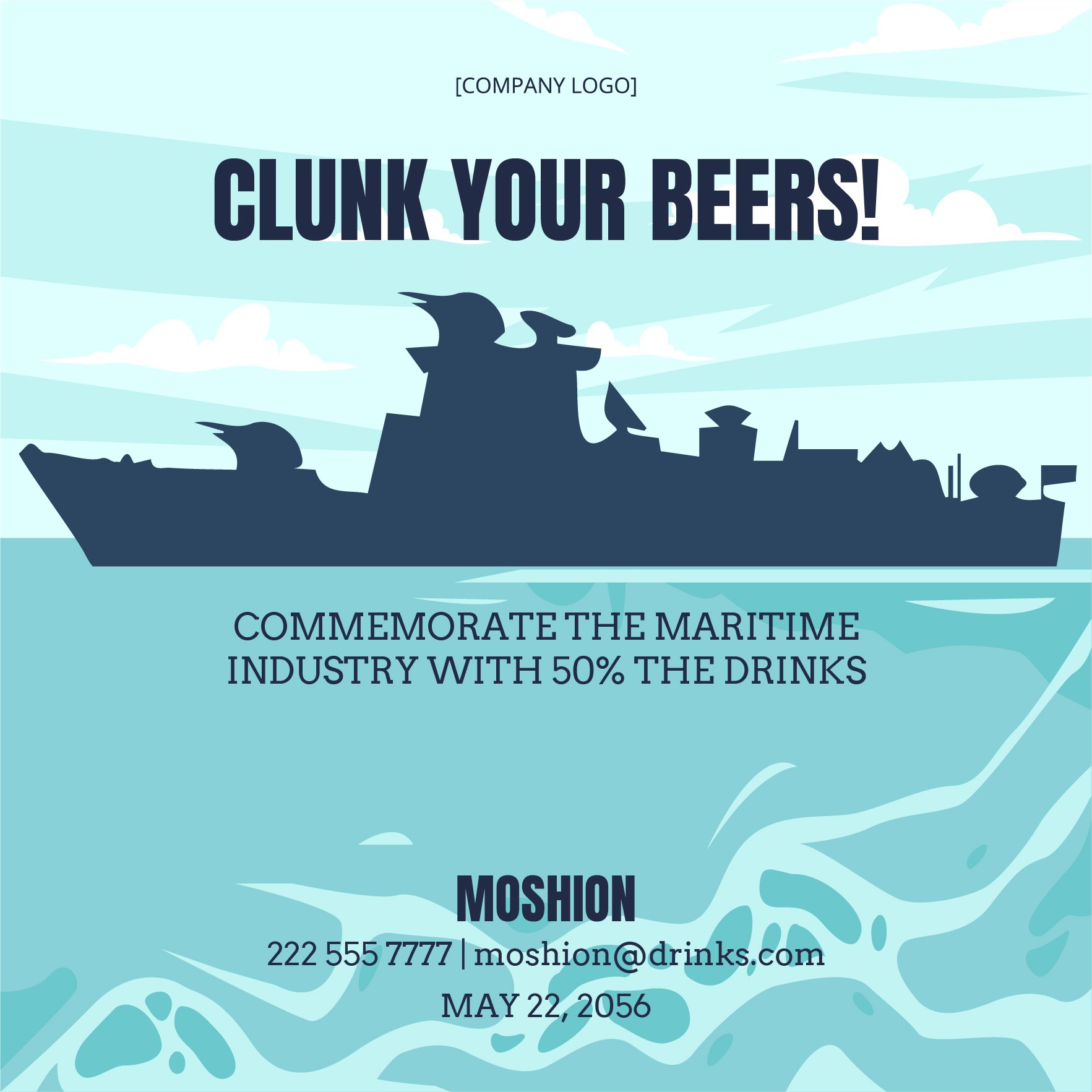 National Maritime Day Flyer Vector