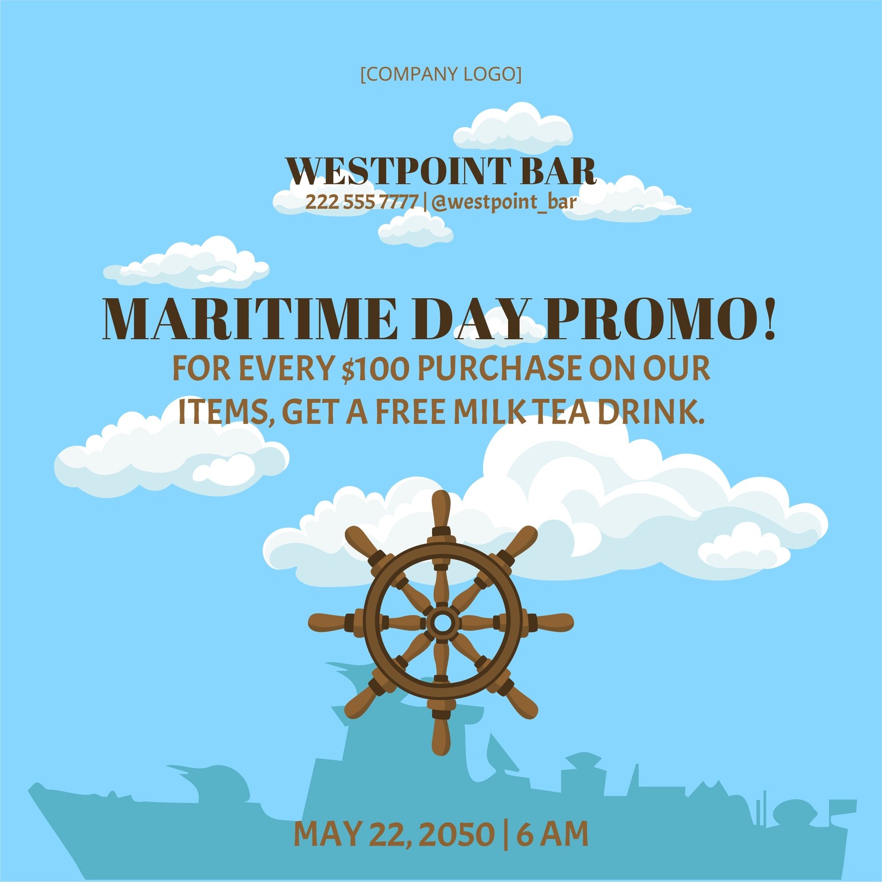Free National Maritime Day Poster Vector in Illustrator, PSD, EPS, SVG, JPG, PNG