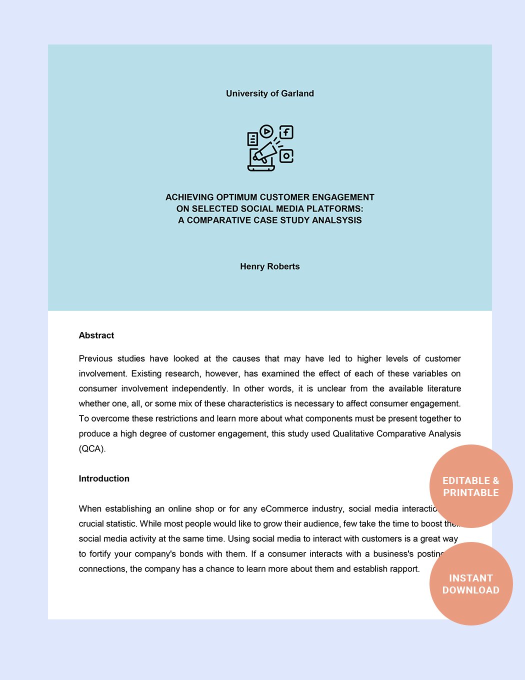 Comparative Case Study Research Template